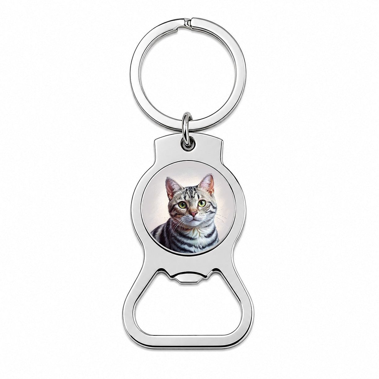 American Shorthair Cat Illustration Bottle Opener Keychain