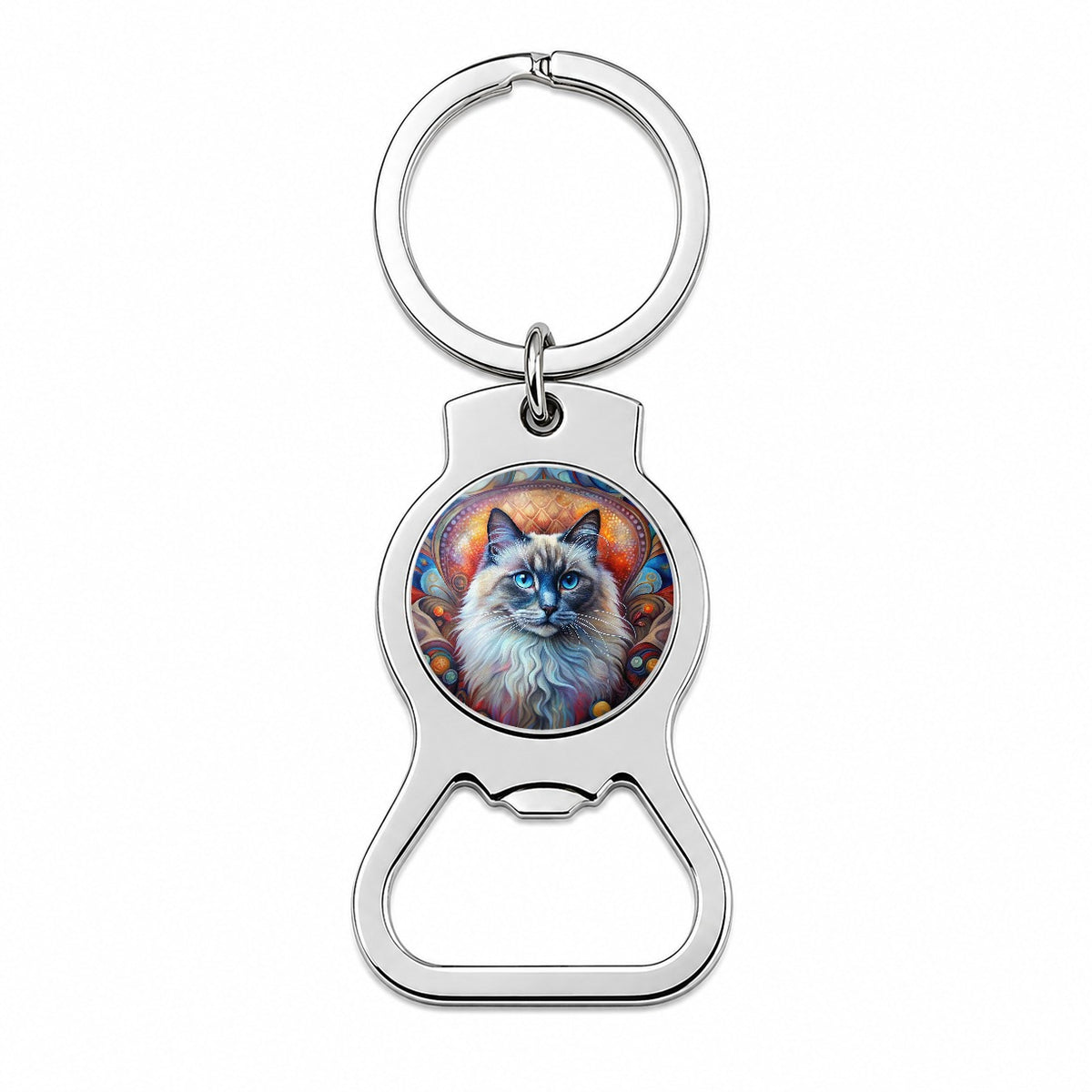 Birman Cat Abstract Art Bottle Opener Keychain