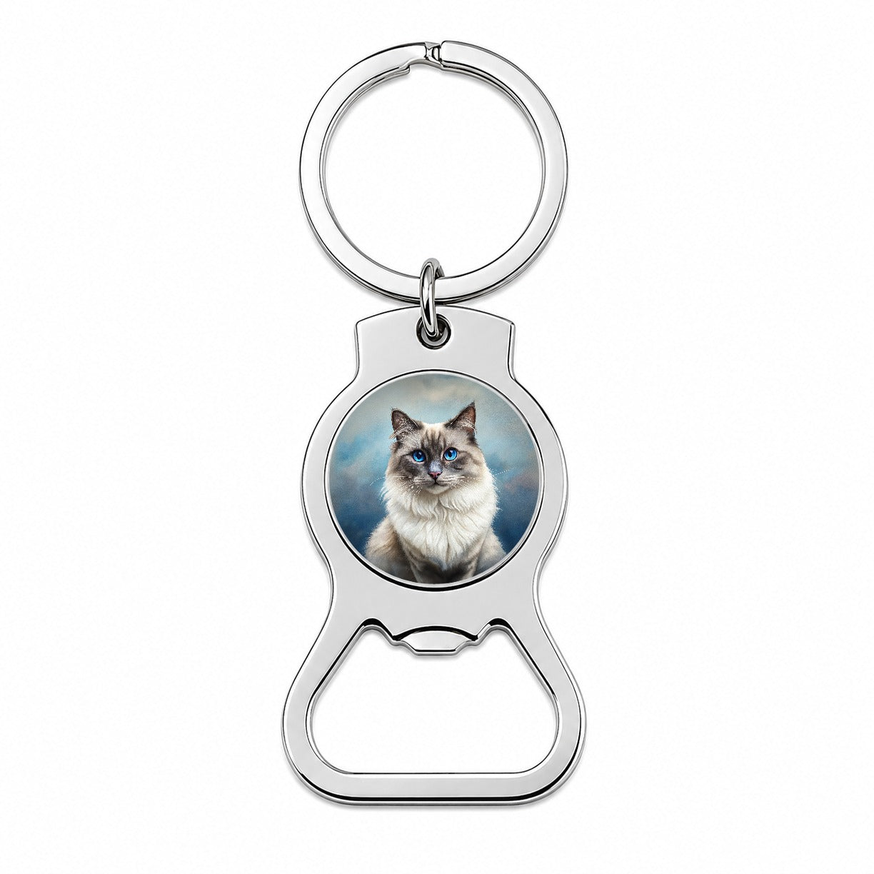 Birman Cat Illustration Bottle Opener Keychain