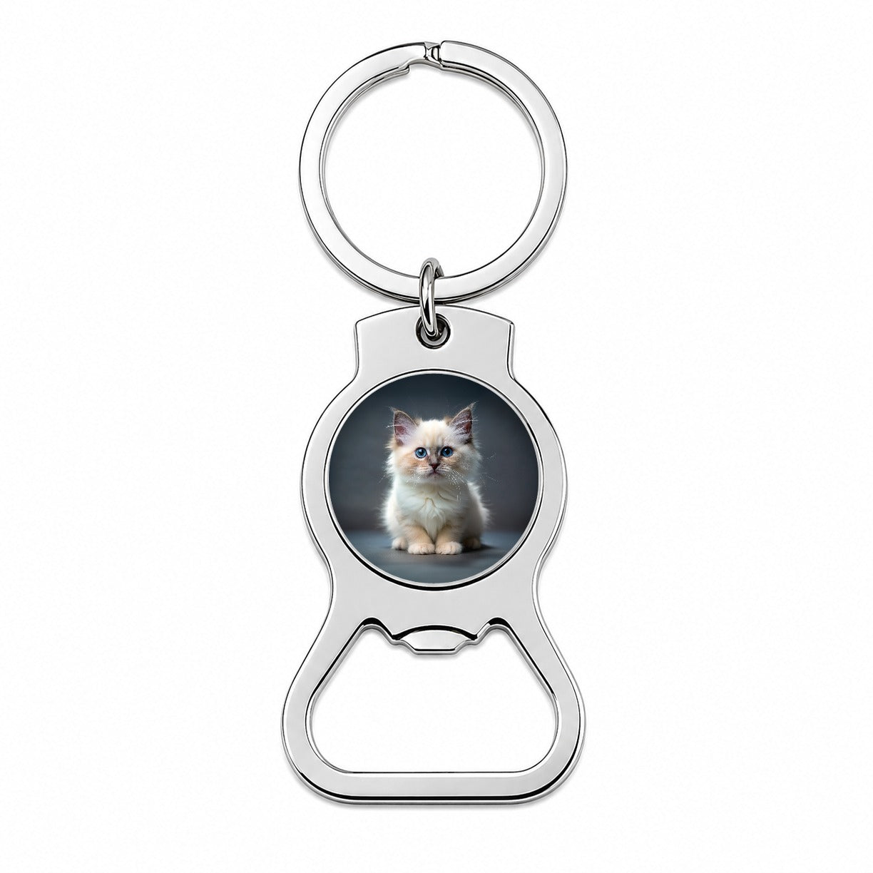 Birman Cat Kitten Photo Bottle Opener Keychain