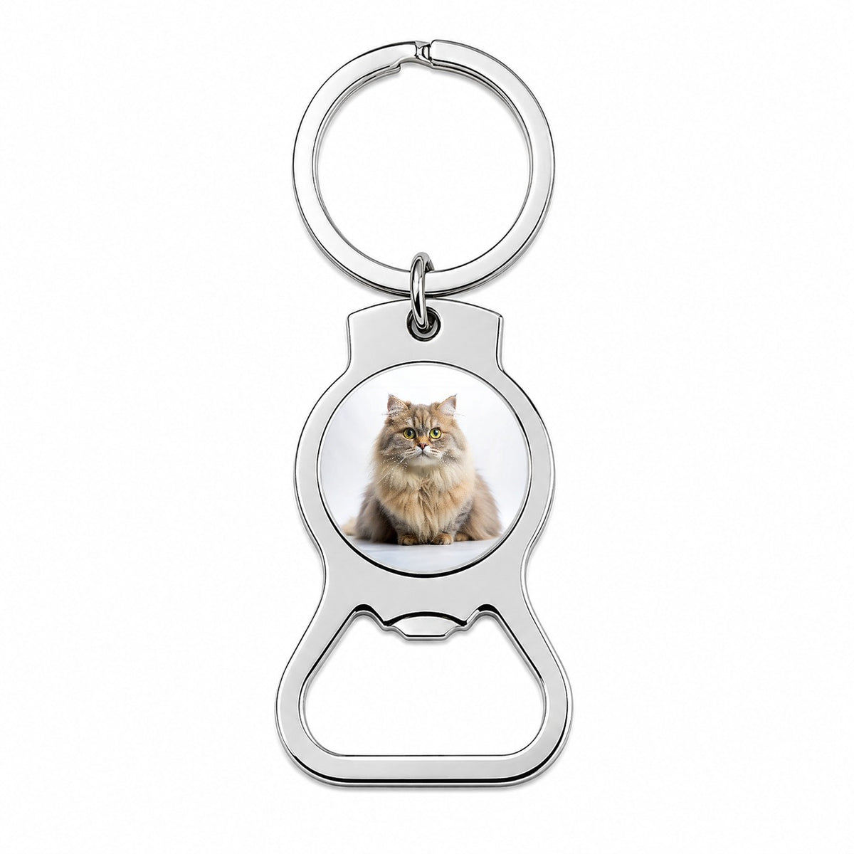 British Longhair Cat Photo Bottle Opener Keychain