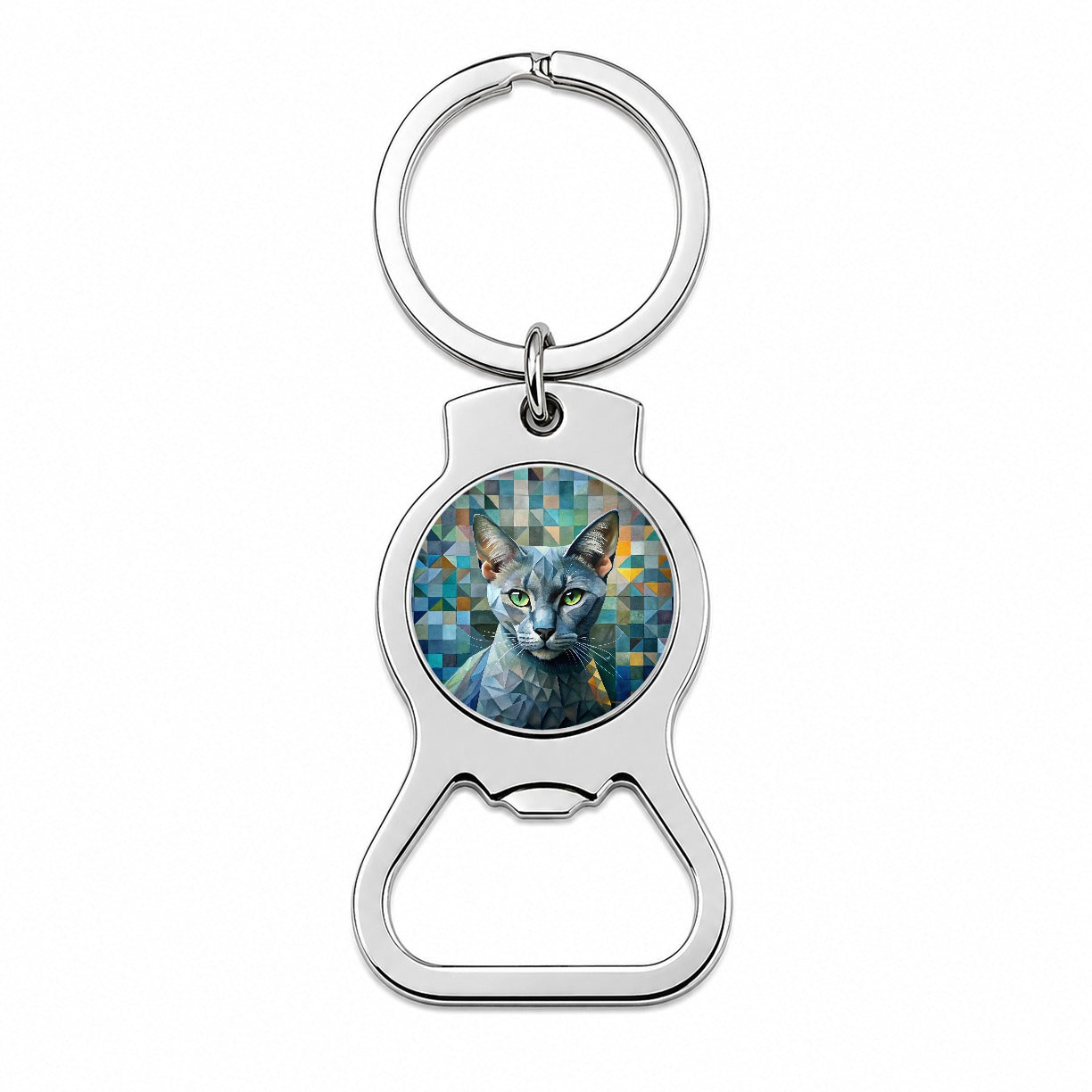 Burmese Cat Abstract Art Bottle Opener Keychain