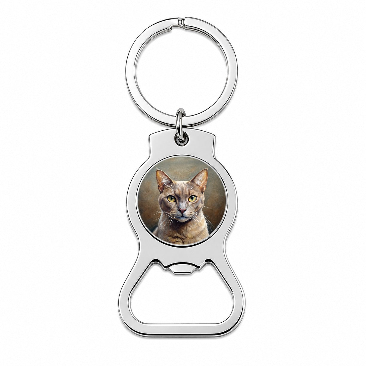Burmese Cat Illustration Bottle Opener Keychain