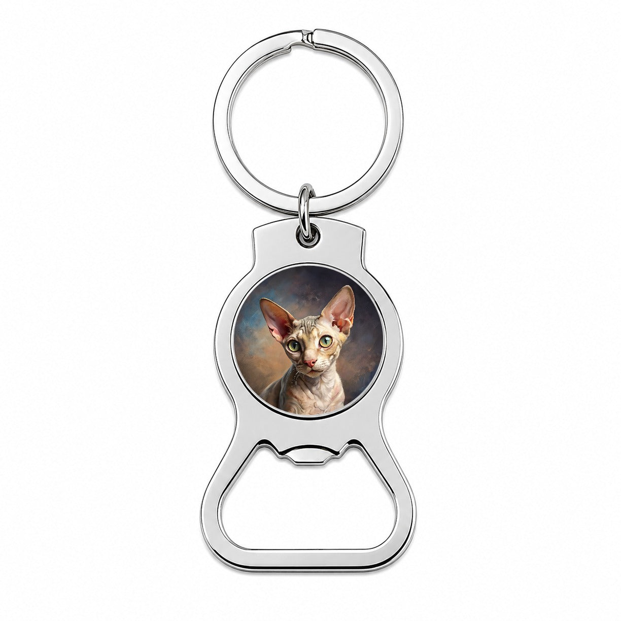 Cornish Rex Cat Illustration Bottle Opener Keychain