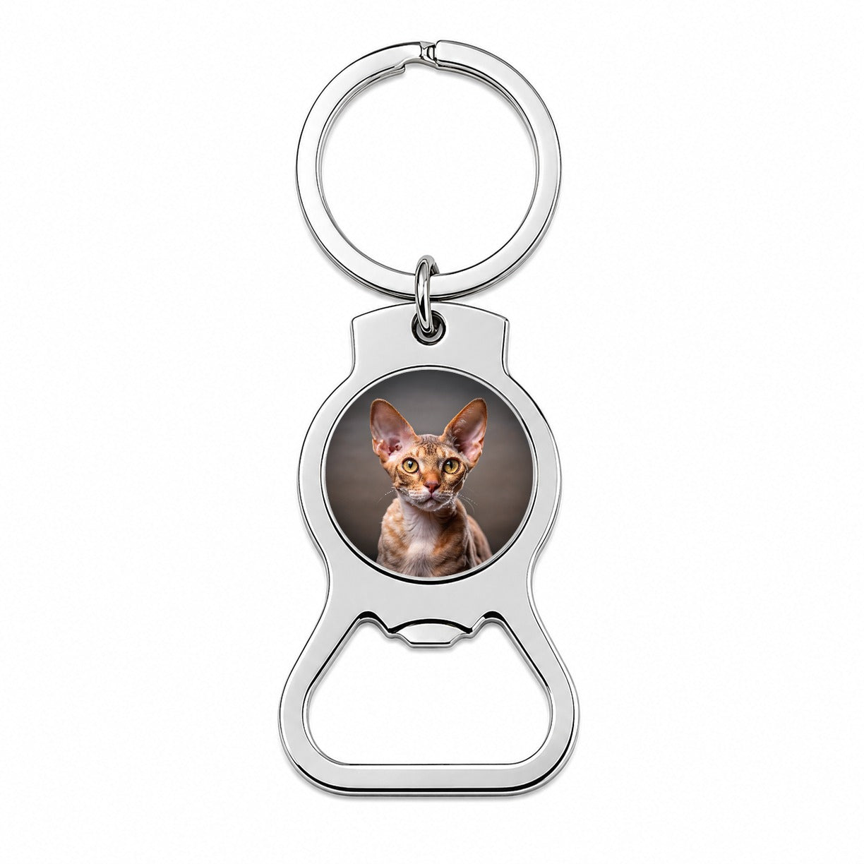 Devon Rex Cat Photo Bottle Opener Keychain