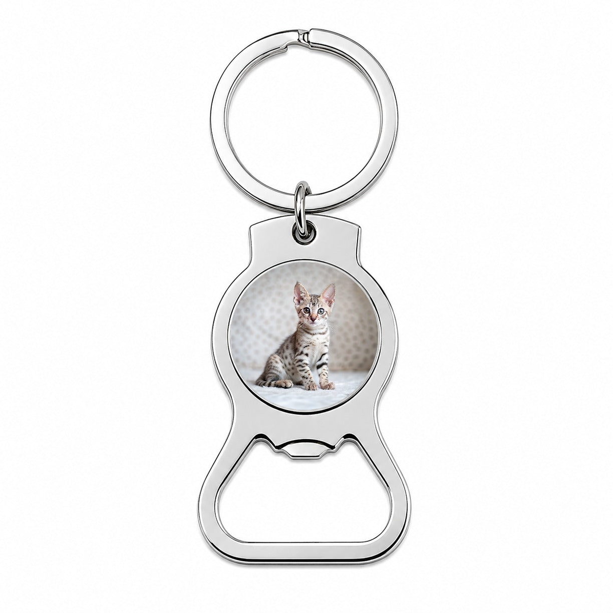 Egyptian Mau Cat Kitten Photo Bottle Opener Keychain
