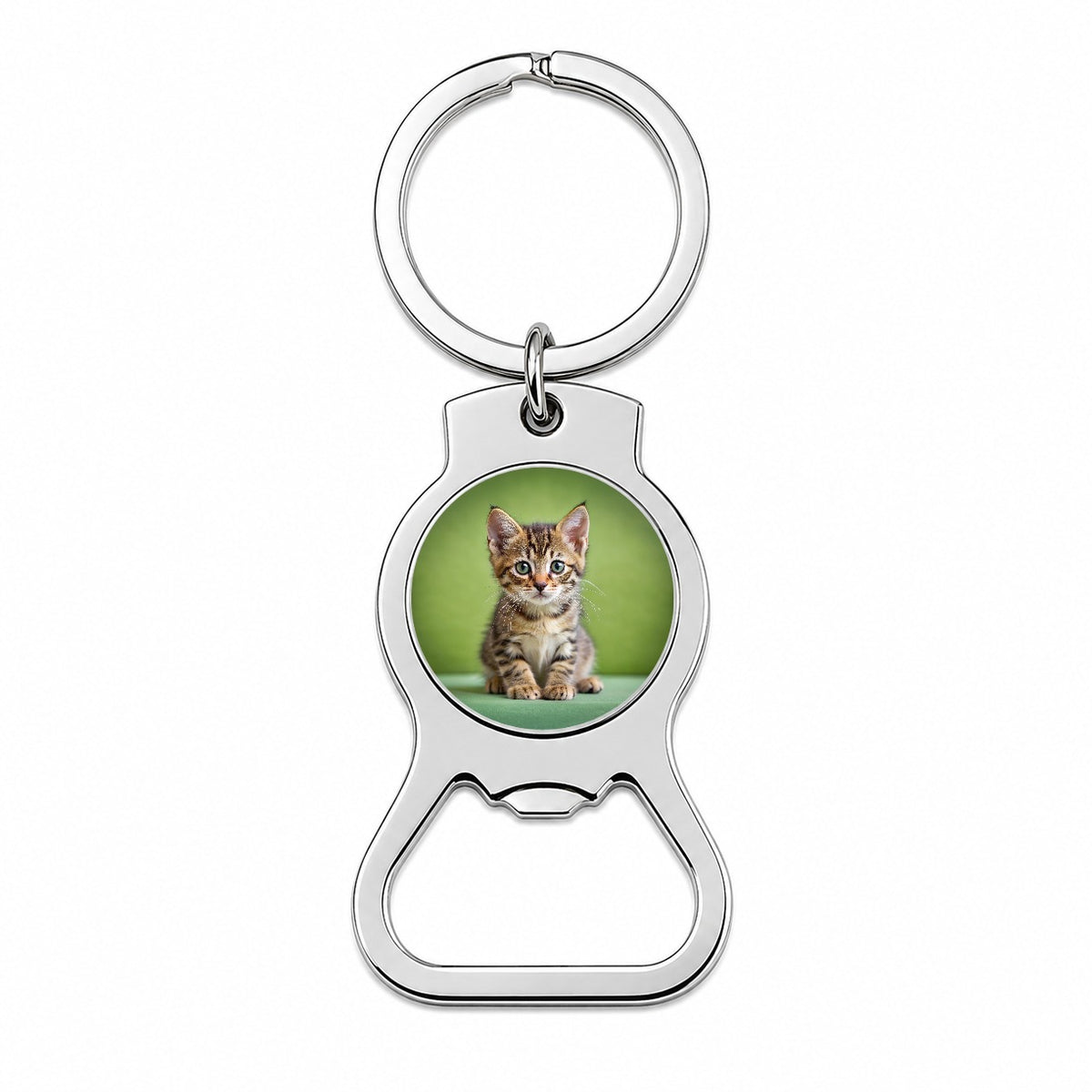 European Shorthair Cat Kitten Photo Bottle Opener Keychain