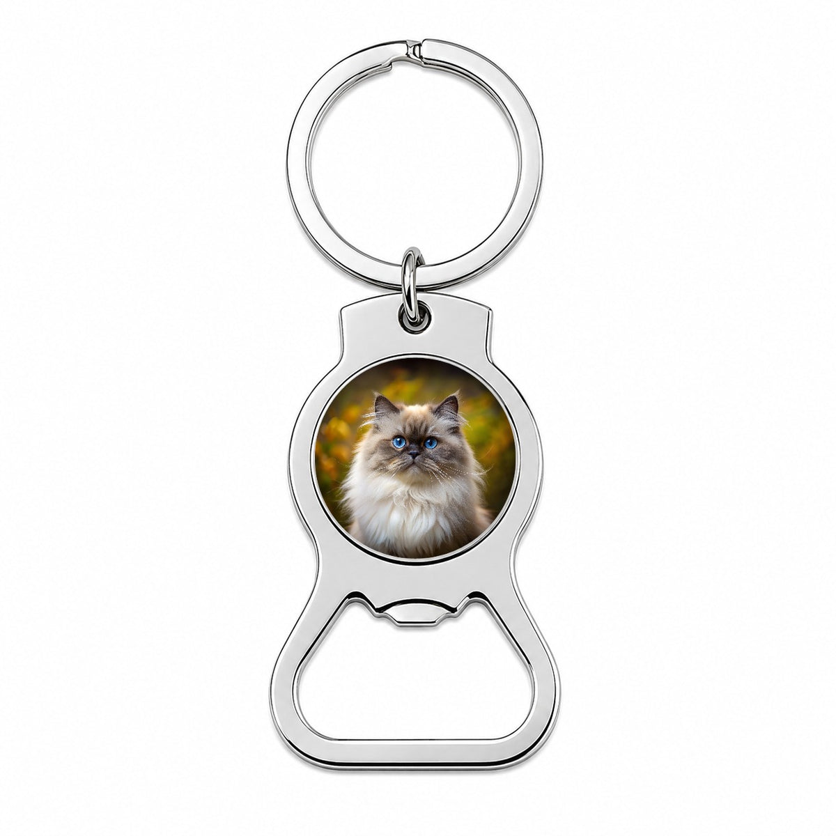 Himalayan Cat Photo Bottle Opener Keychain