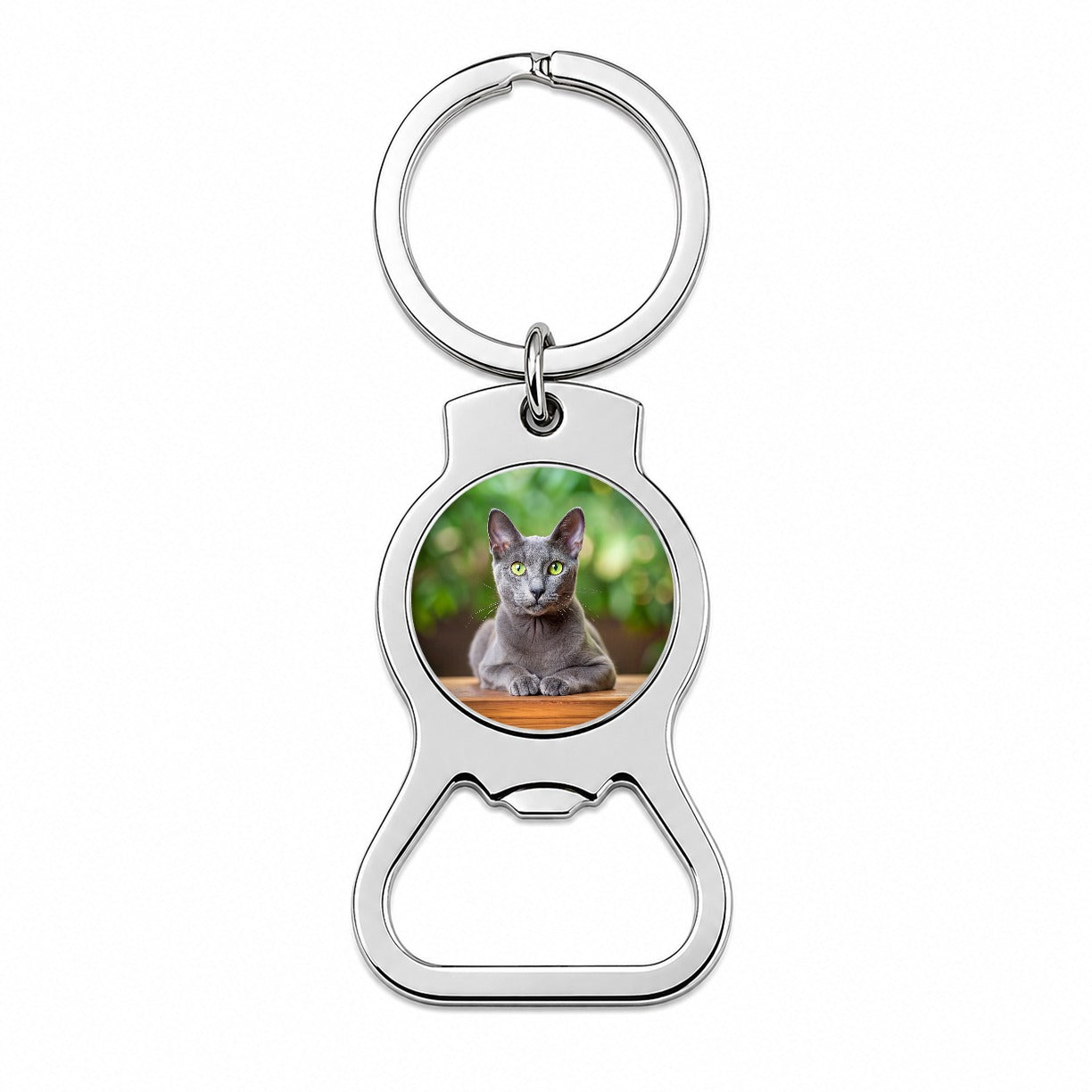 Korat Cat Photo Bottle Opener Keychain