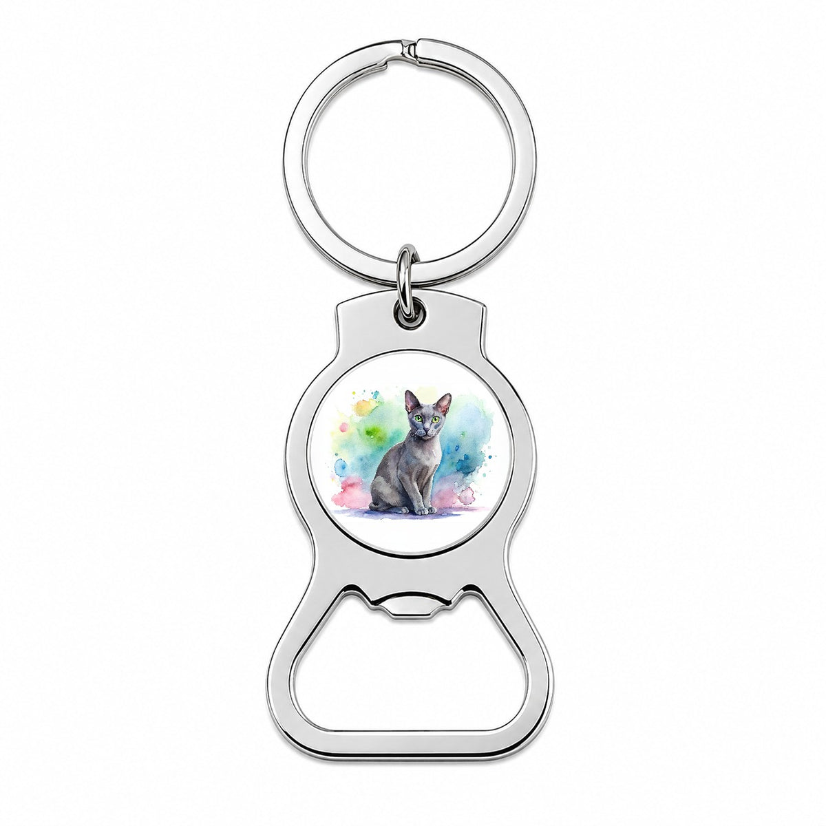 Korat Cat Watercolor Style Bottle Opener Keychain