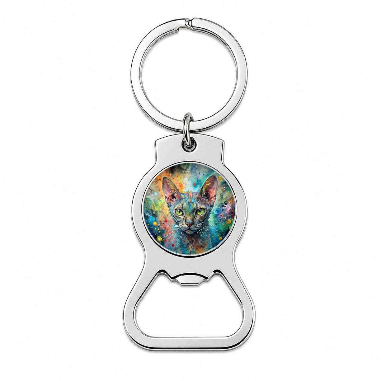 Lykoi Wolf Cat Abstract Art Bottle Opener Keychain