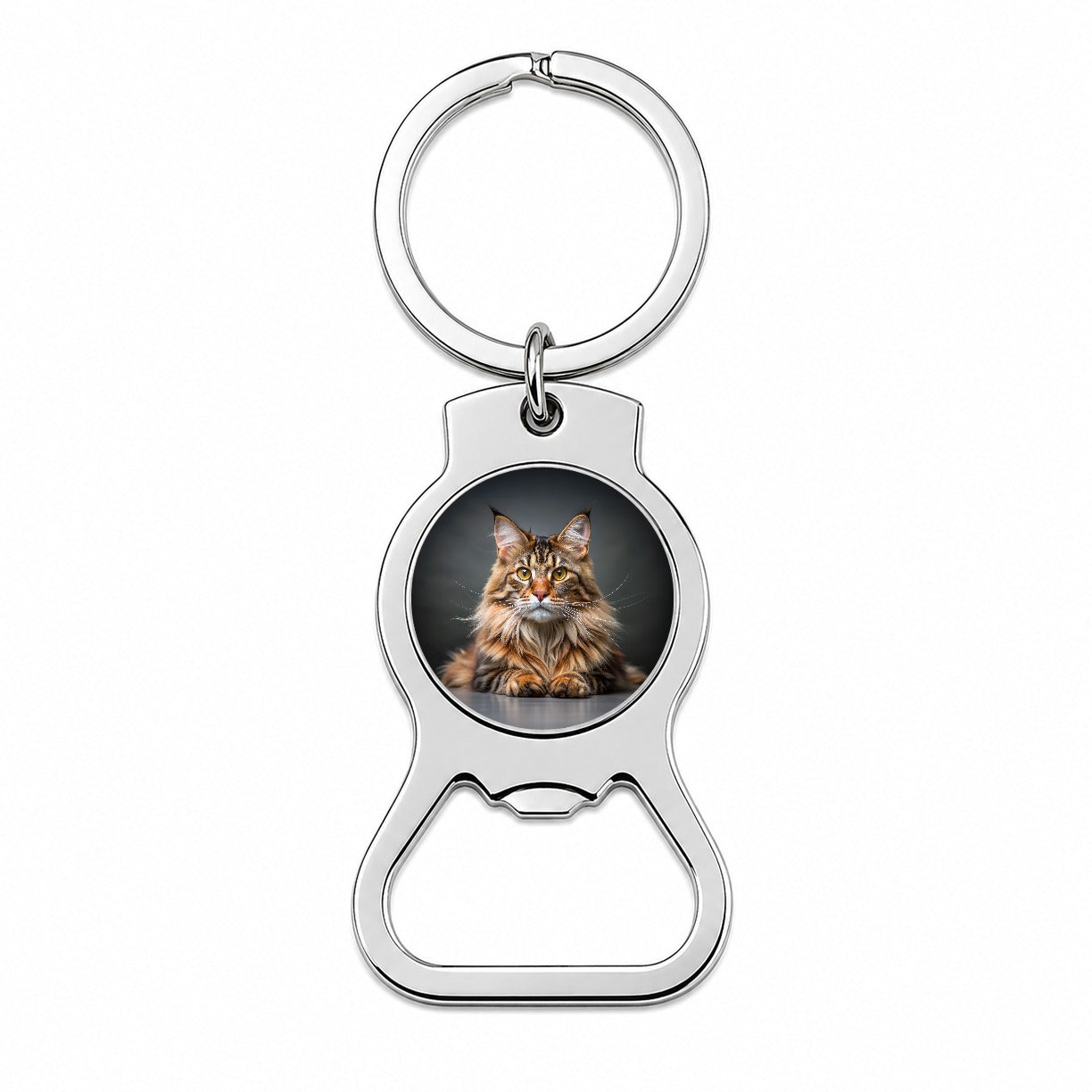 Maine Coon Cat Photo Bottle Opener Keychain
