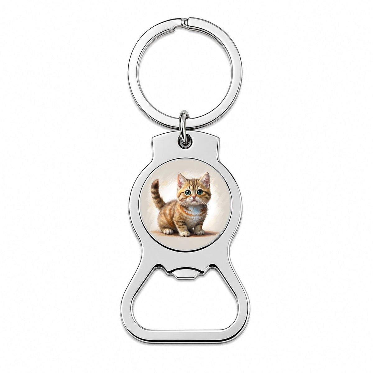 Munchkin Cat Illustration Bottle Opener Keychain