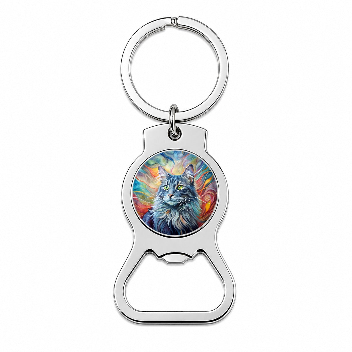 Nebelung Cat Abstract Art Bottle Opener Keychain
