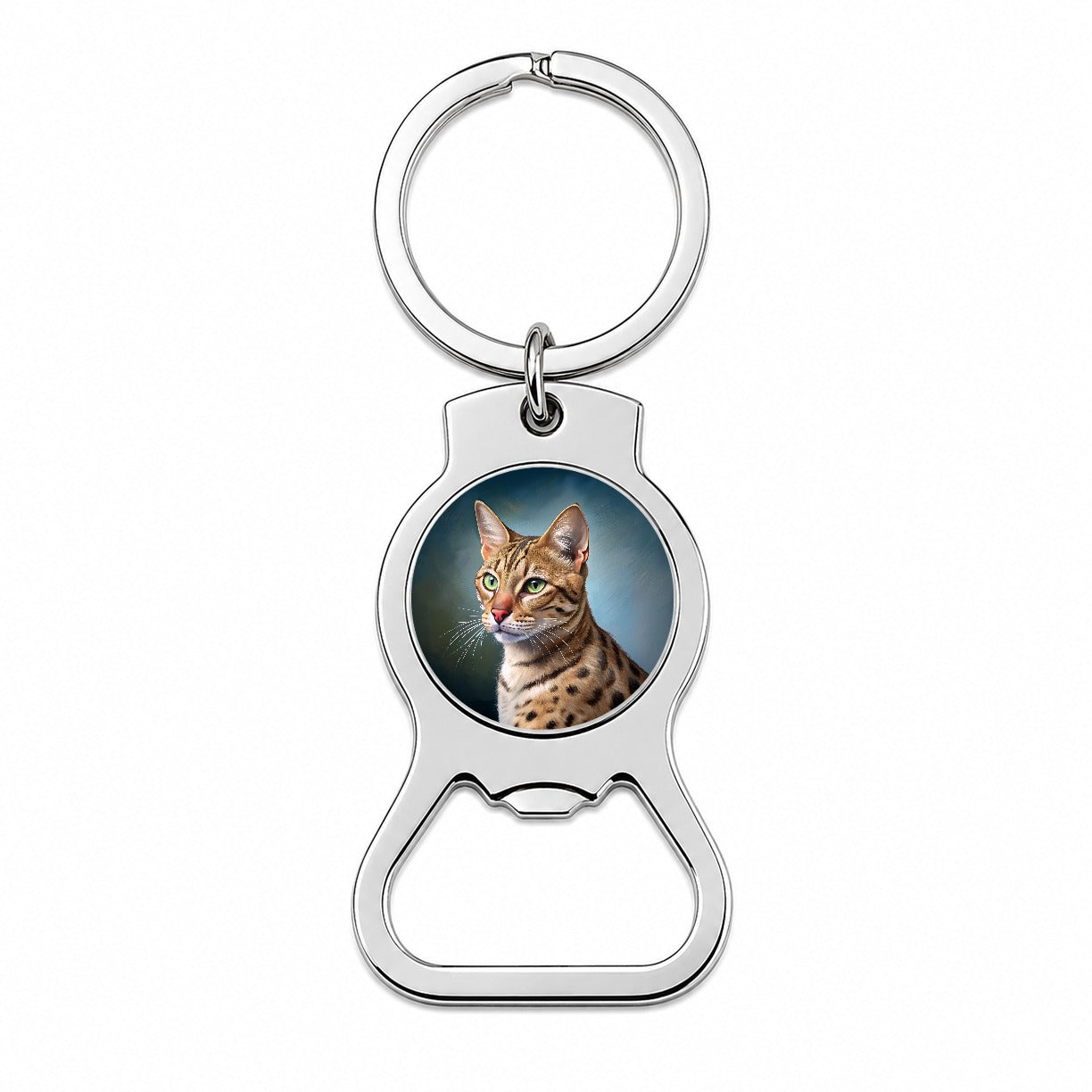 Ocicat Cat Illustration Bottle Opener Keychain