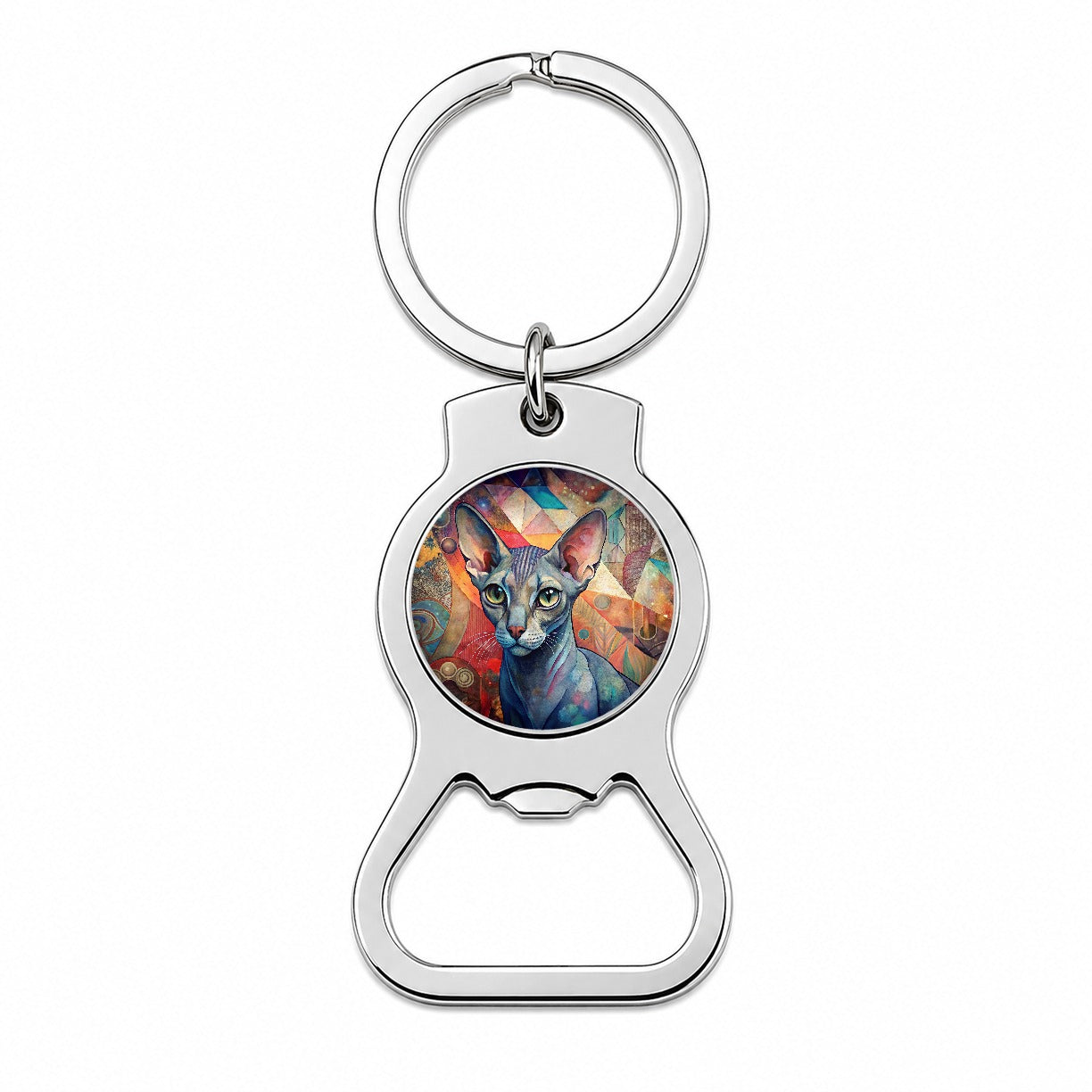 Oriental Shorthair Cat Abstract Art Bottle Opener Keychain