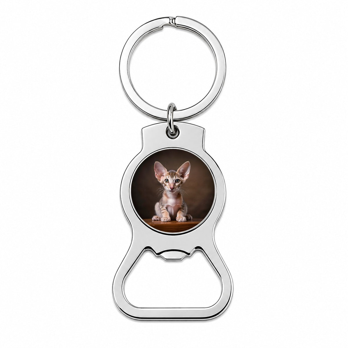 Oriental Shorthair Cat Kitten Photo Bottle Opener Keychain