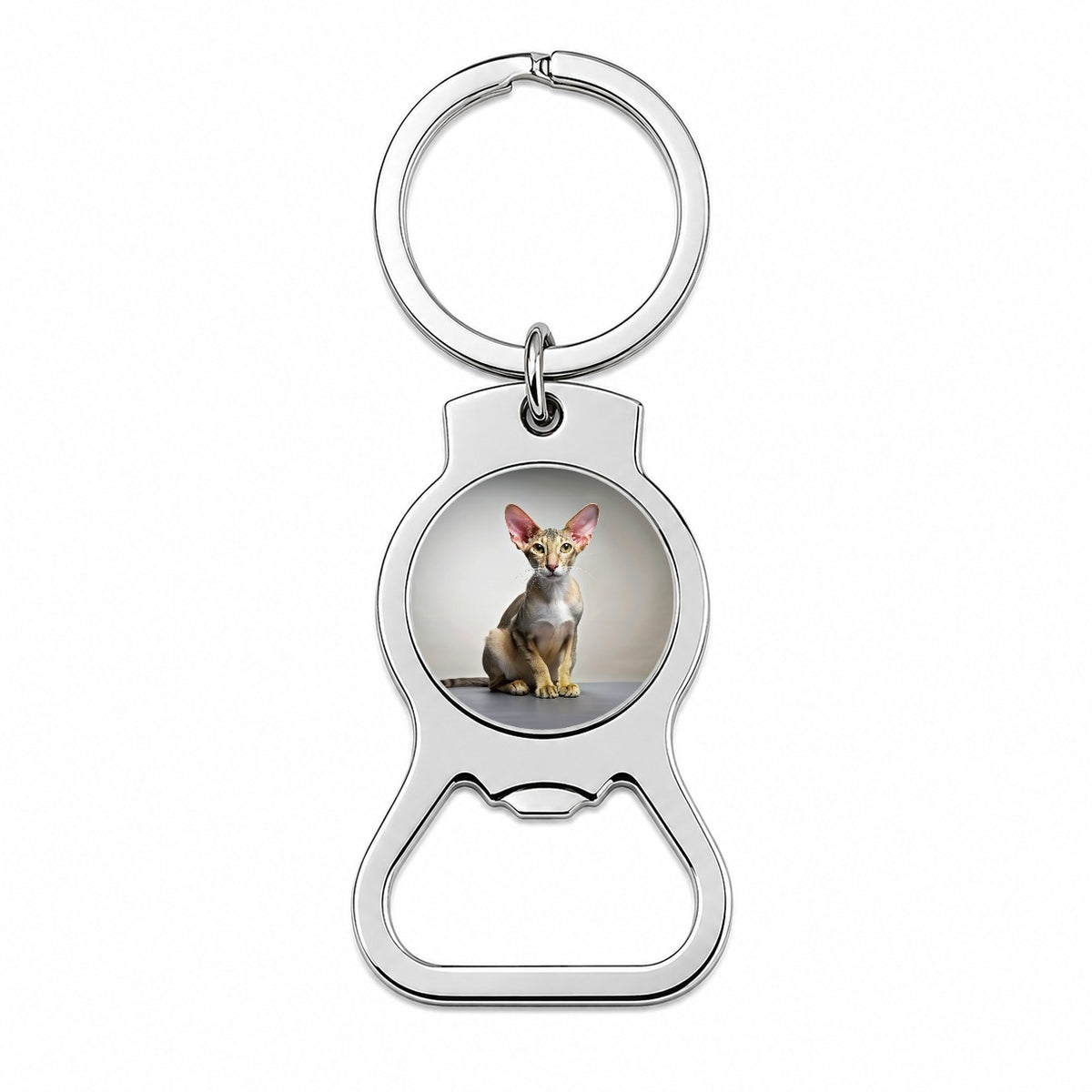 Oriental Shorthair Cat Photo Bottle Opener Keychain