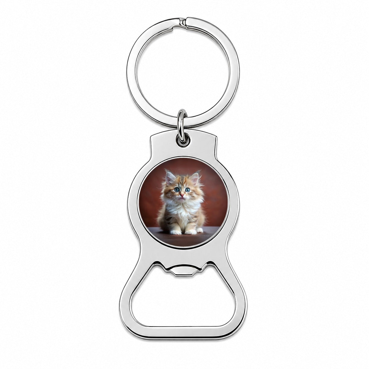 Ragamuffin Cat Kitten Photo Bottle Opener Keychain