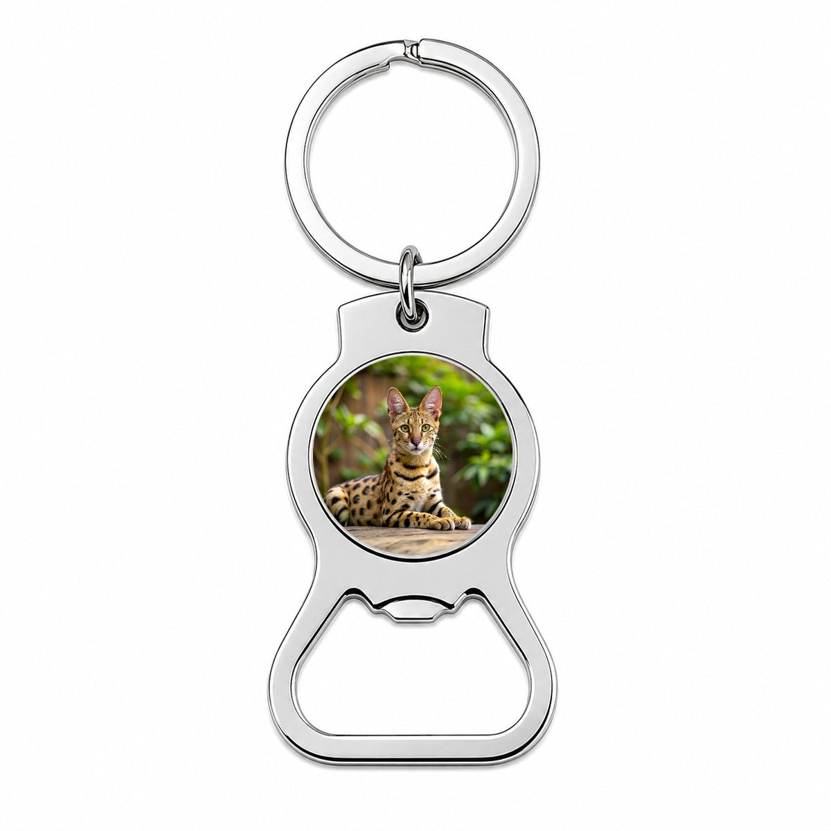 Savannah Cat Photo Bottle Opener Keychain