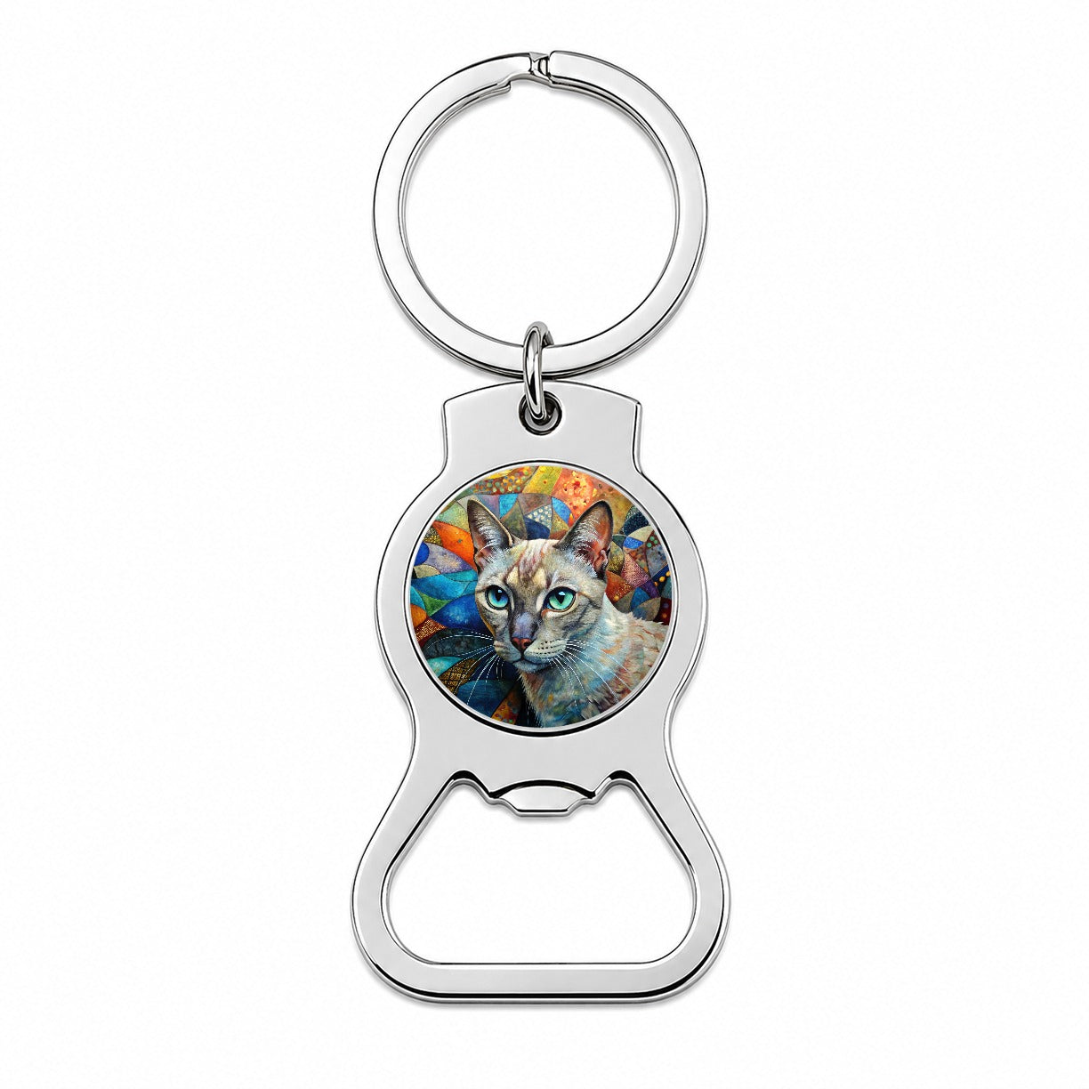 Tonkinese Cat Abstract Art Bottle Opener Keychain
