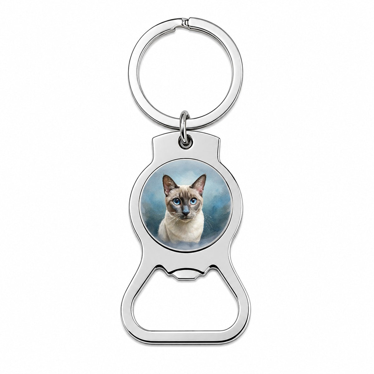 Tonkinese Cat Illustration Bottle Opener Keychain