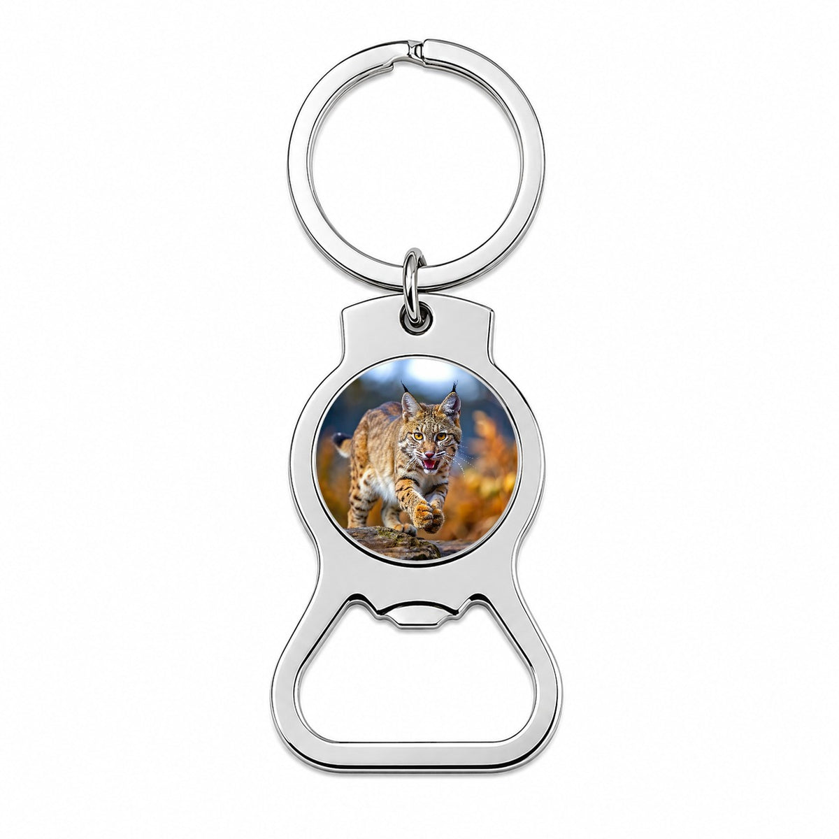 Bobcat Leaping To Catch Prey Bottle Opener Keychain