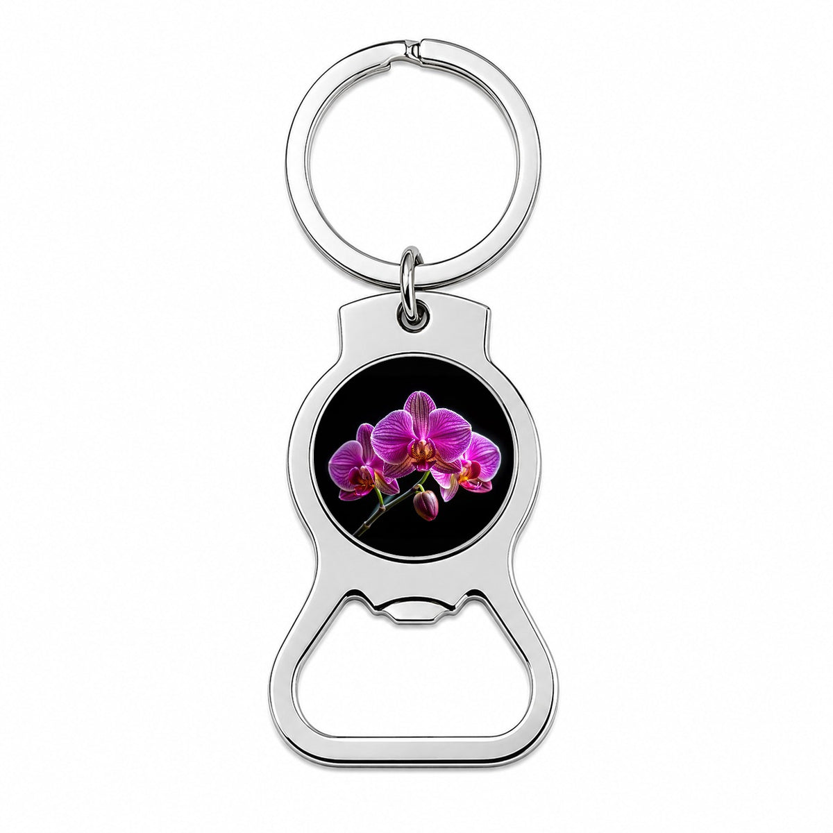 Orchid Flower Photo Bottle Opener Keychain