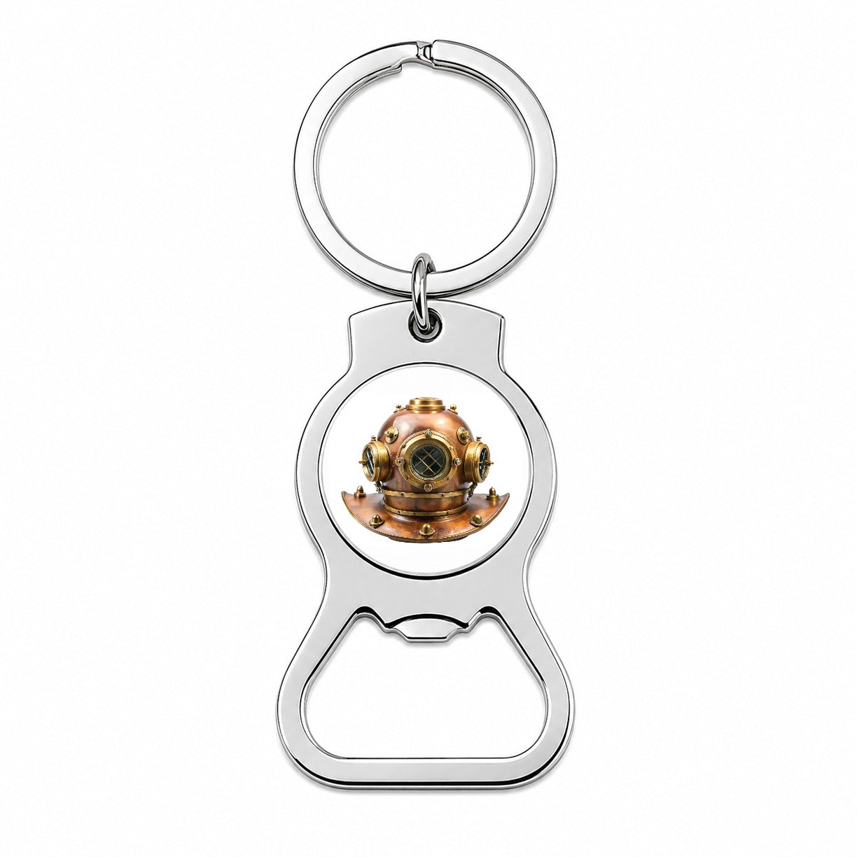 Retro Copper And Brass Diving Helmet Bottle Opener Keychain