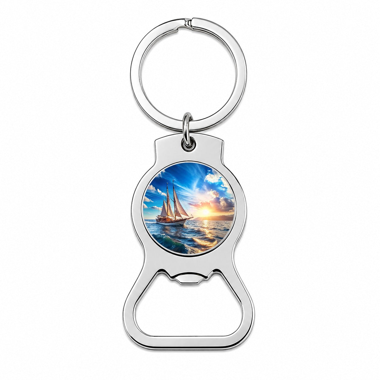 Sailboat On The Ocean Bottle Opener Keychain