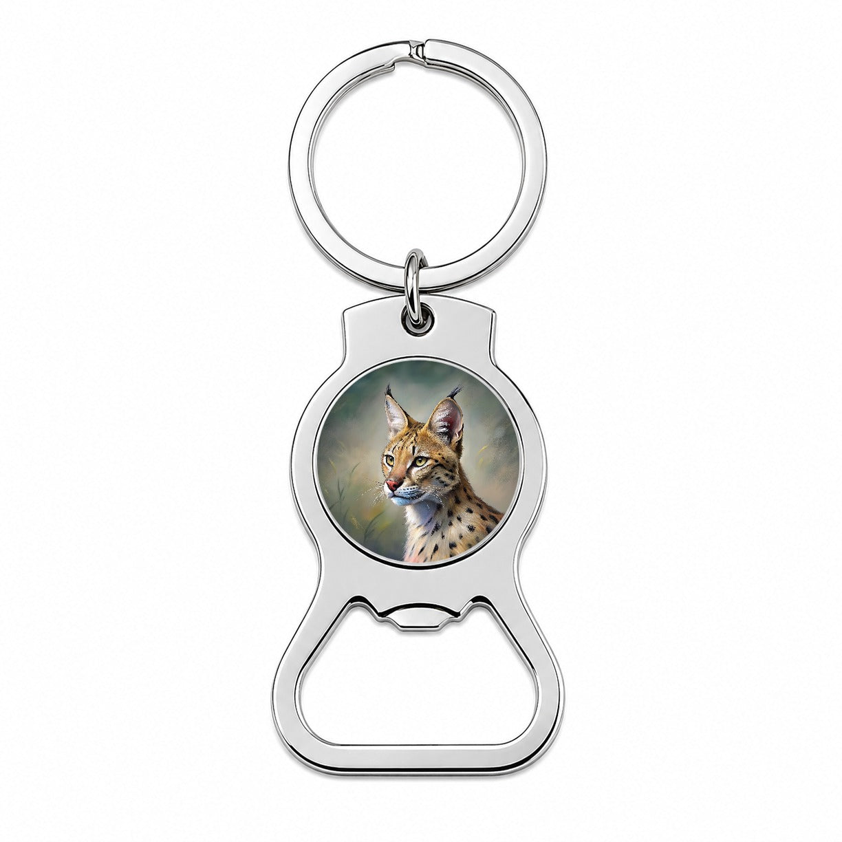 Serval Wild Cat Illustration Bottle Opener Keychain