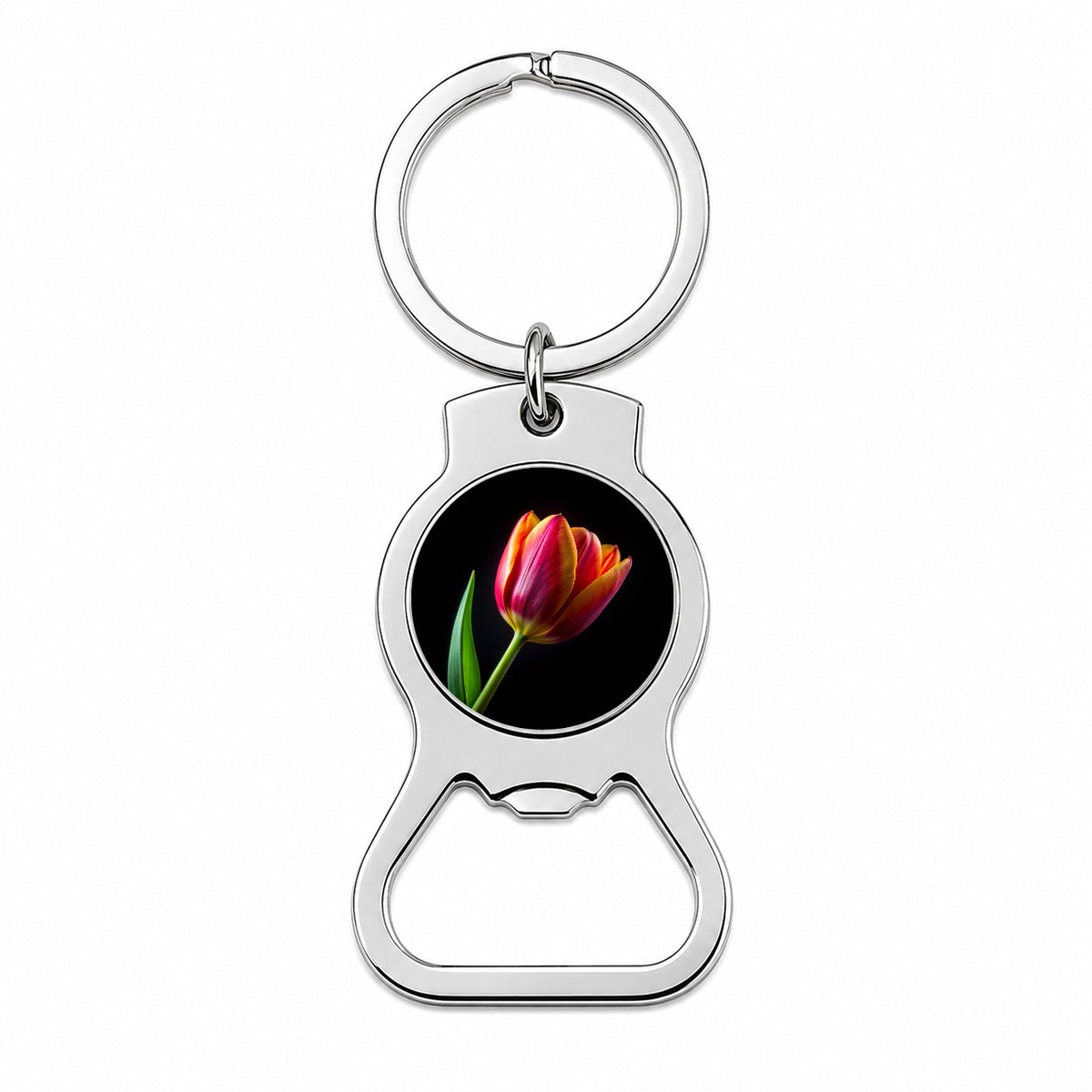 Tulip Flower Photo Bottle Opener Keychain
