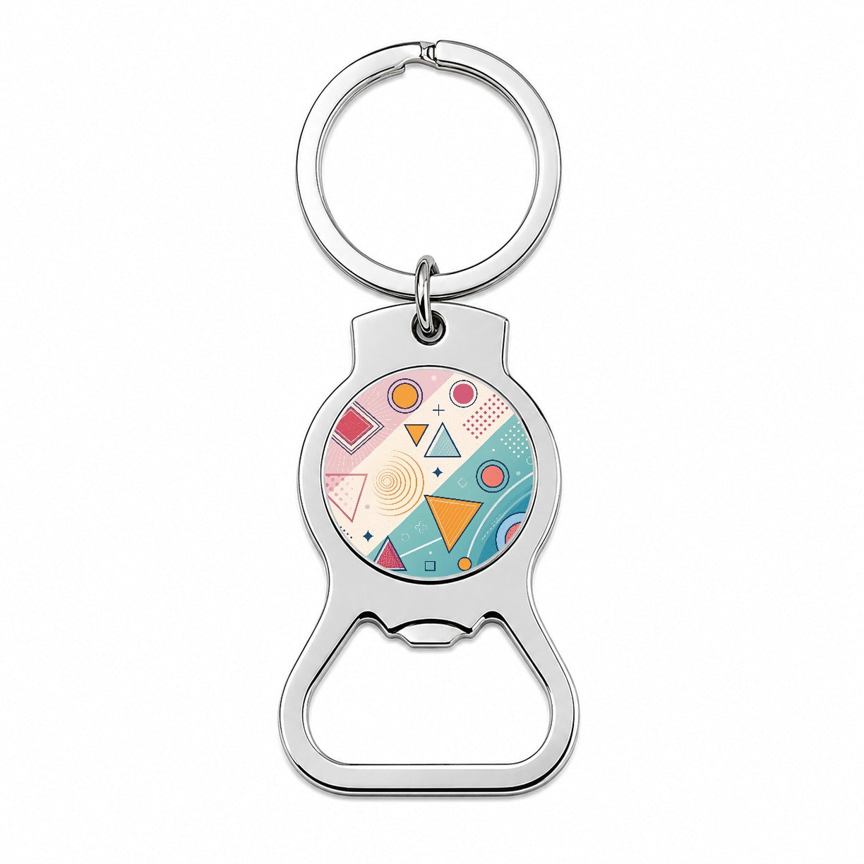 Abstract Geometric Shapes Colorful Bottle Opener Keychain