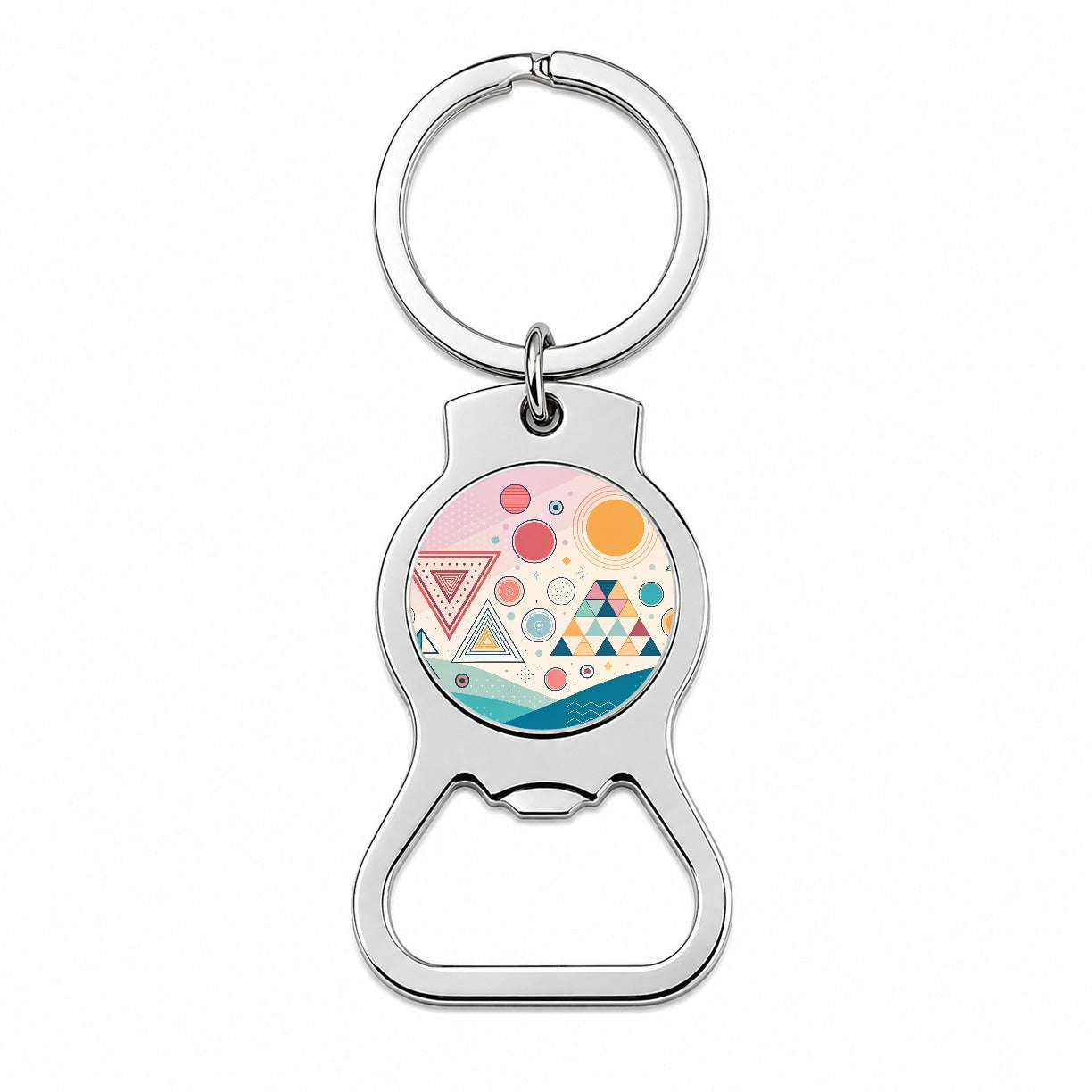 Abstract Geometric Shapes Retro Bottle Opener Keychain