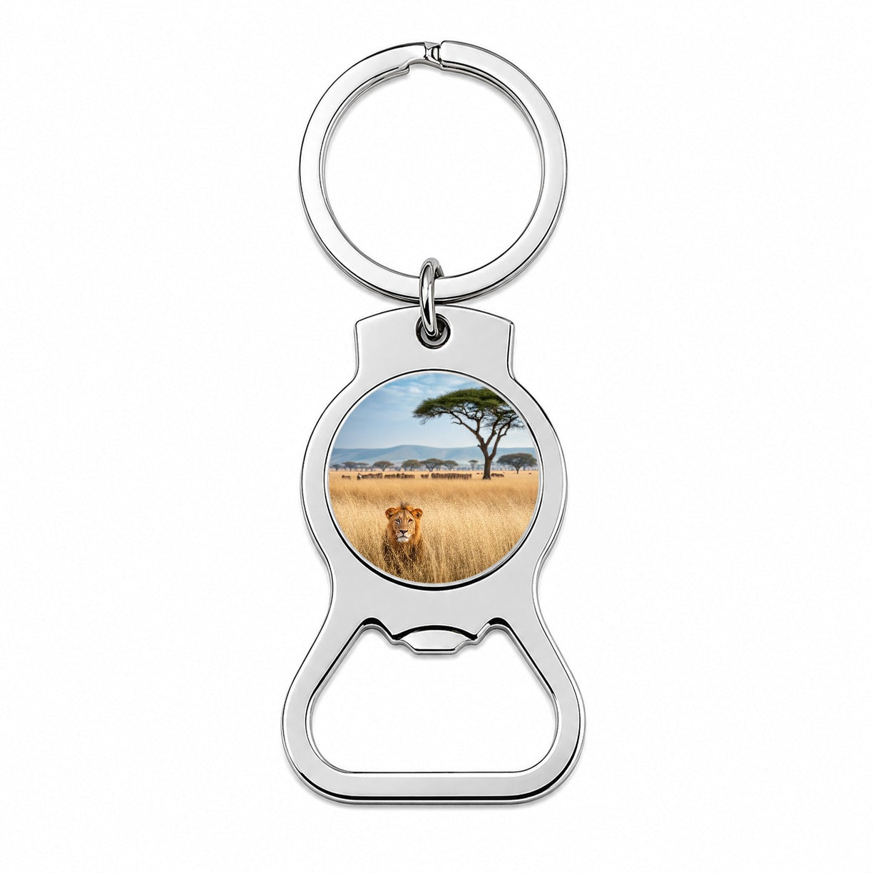 African Safari Lion Bottle Opener Keychain