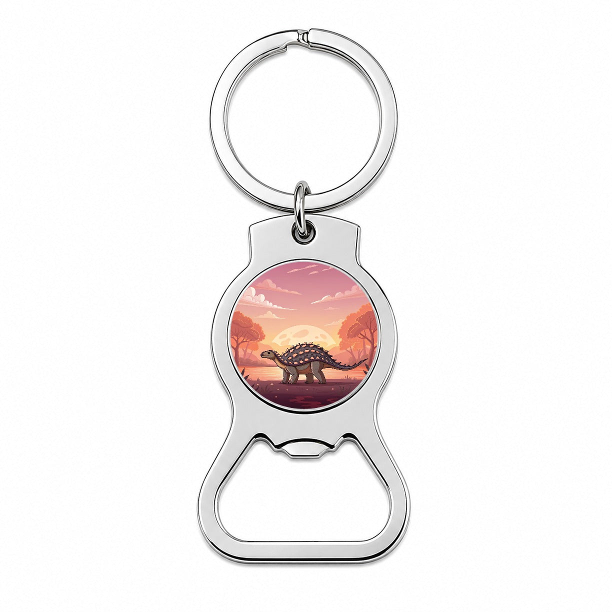 Ankylosaurus Sunset Dinosaur Bottle Opener Keychain