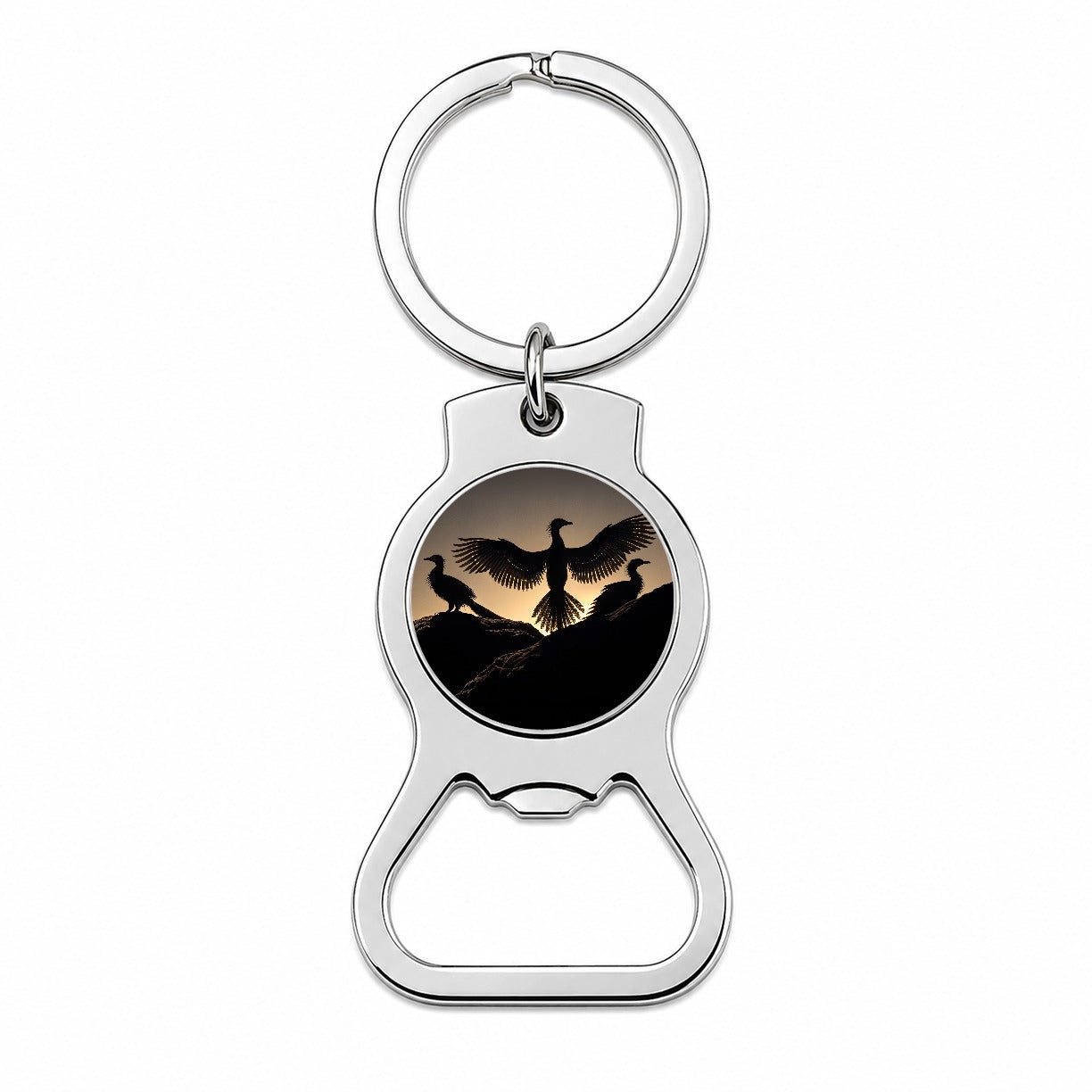 Archaeopteryx Silhouettes Dinosaurs Bottle Opener Keychain