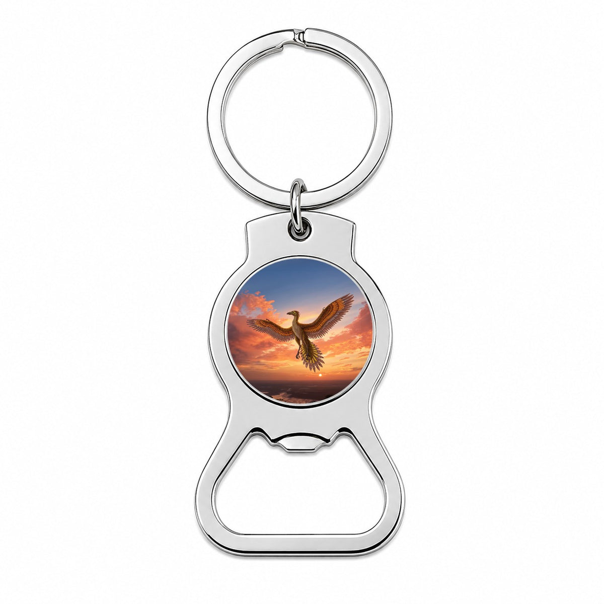 Archaeopteryx Sunset Dinosaur Bottle Opener Keychain