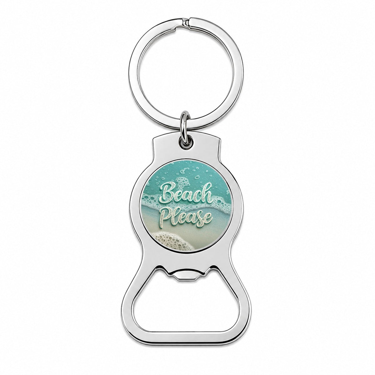 Beach Please Sea Foam Ocean Bottle Opener Keychain
