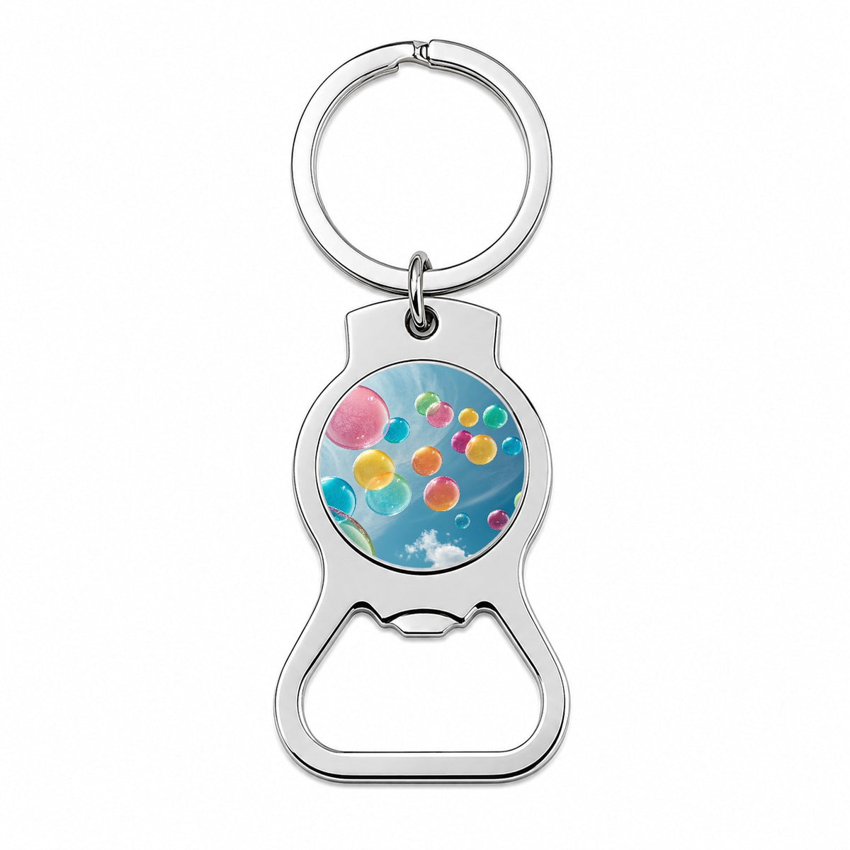 Candy Color Bubbles Blue Sky Bottle Opener Keychain