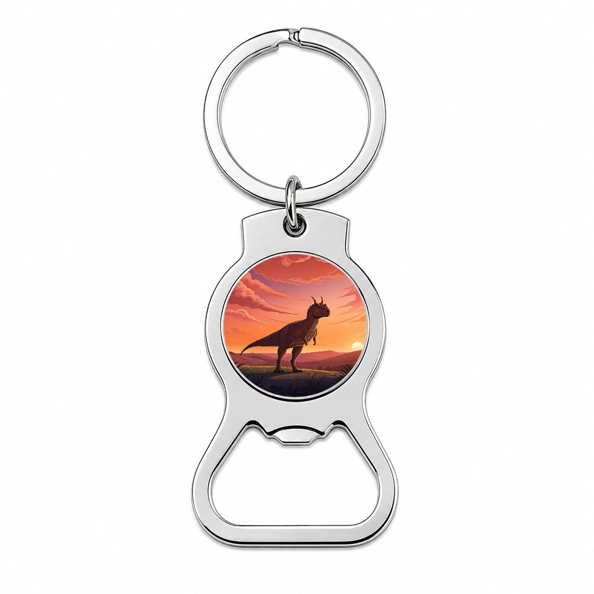 Carnotaurus Sunset Standing Dinosaur Bottle Opener Keychain