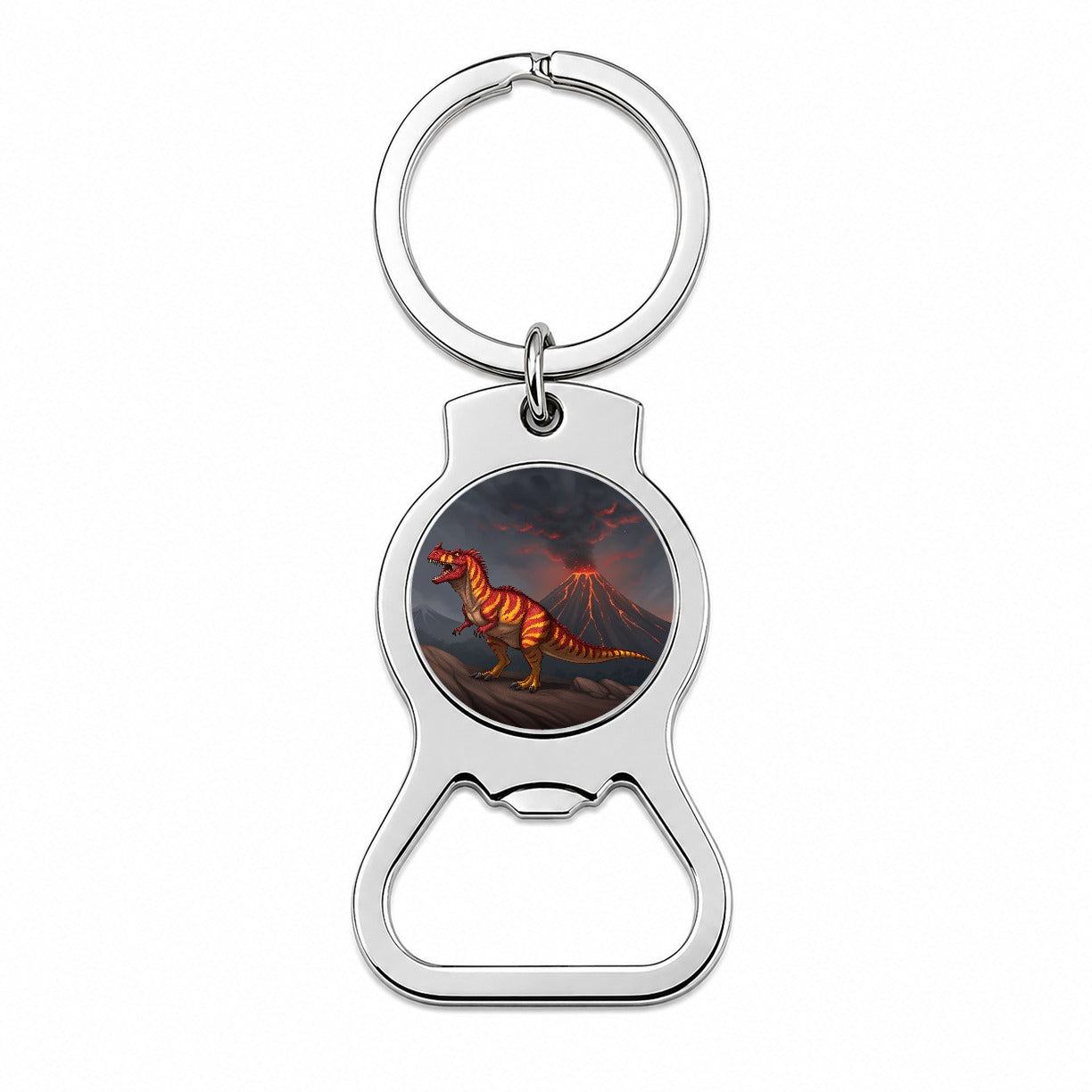 Carnotaurus Volcano Erupting Dinosaur Bottle Opener Keychain