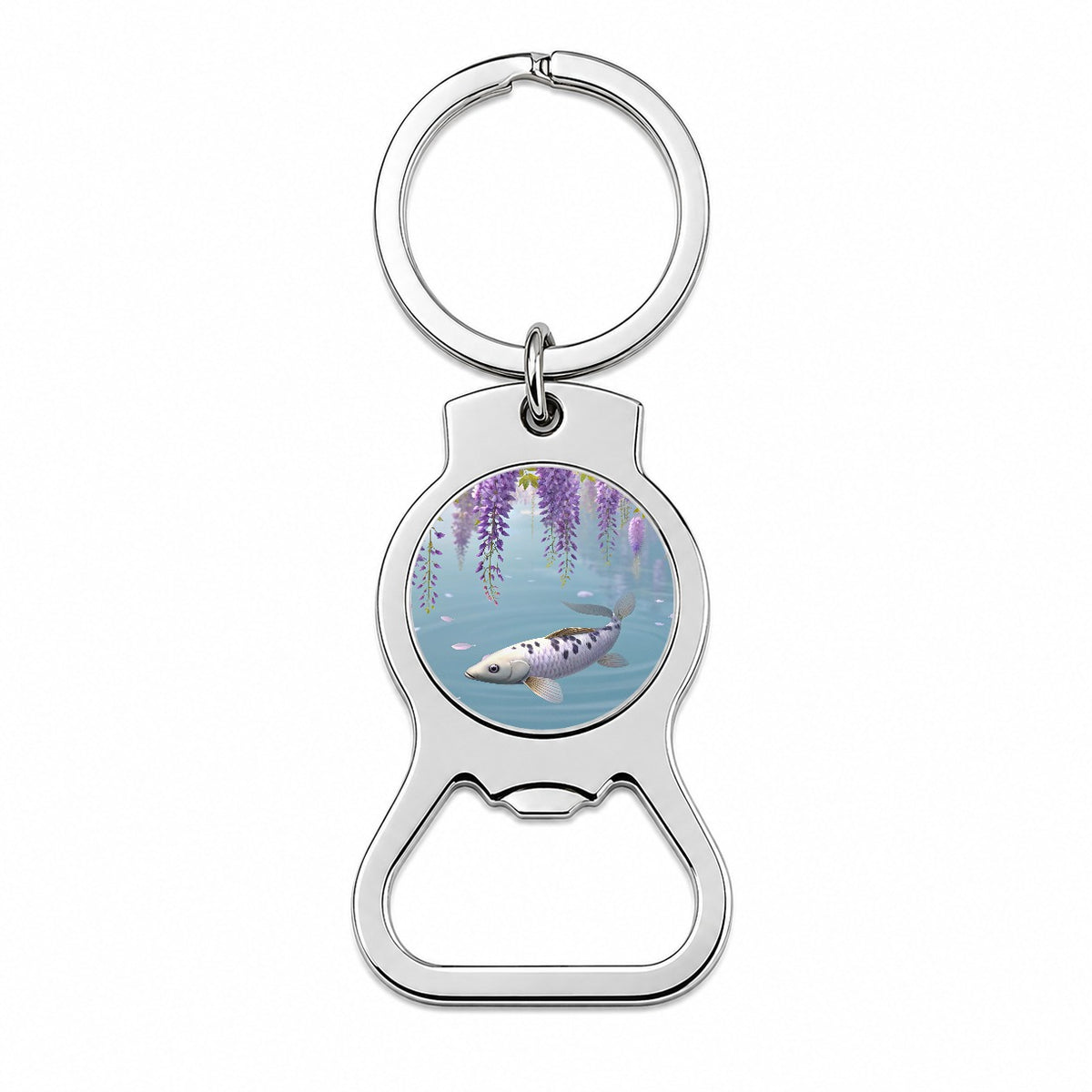 Carp Wisteria Flowers Fish Pond Bottle Opener Keychain