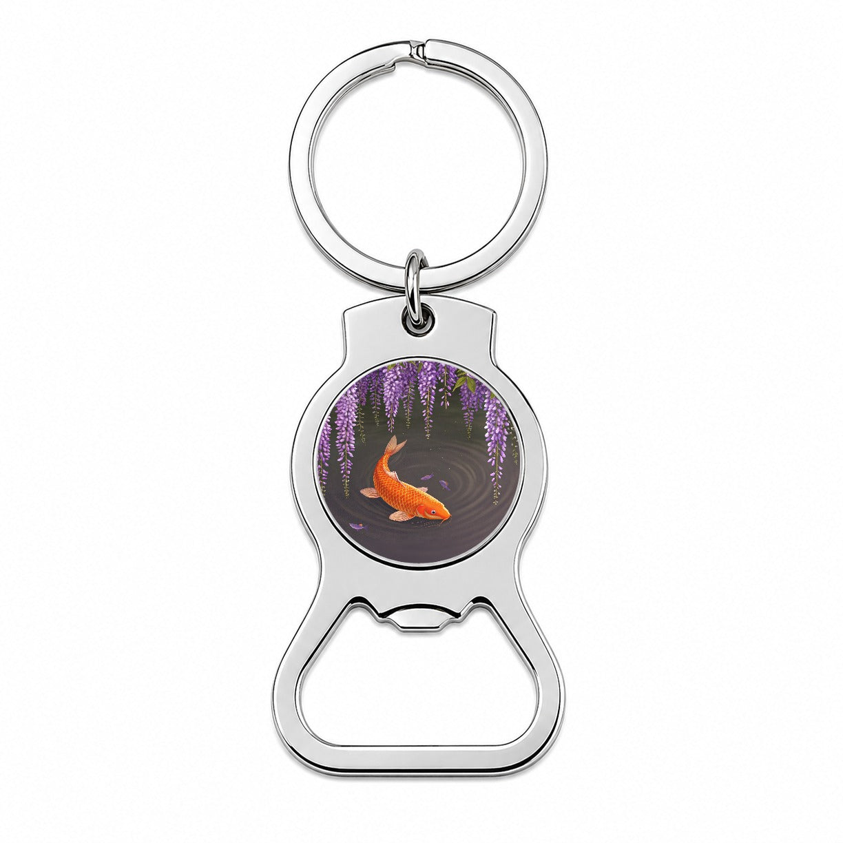 Carp With Wisteria Flowers Pond Bottle Opener Keychain