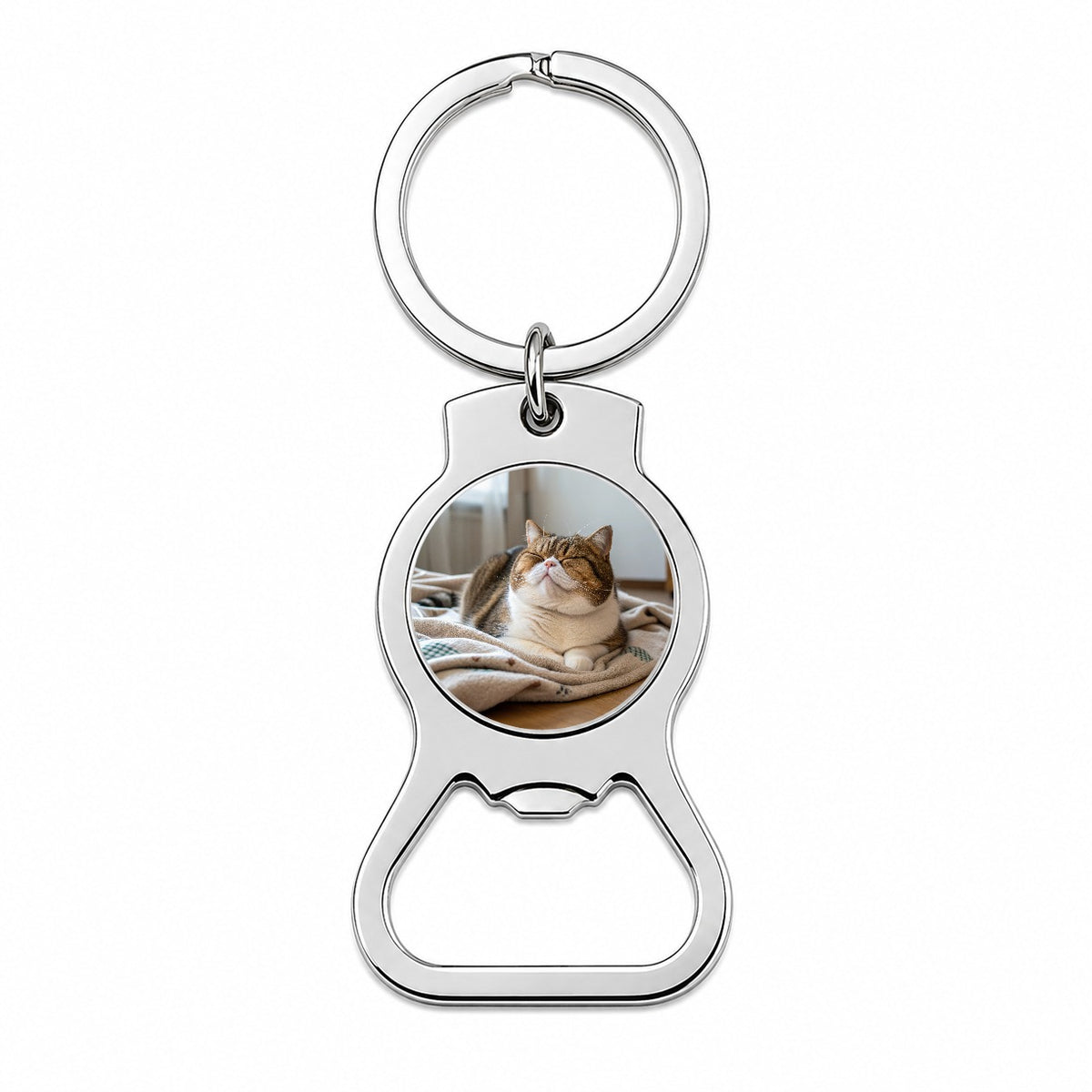 Chubby Cat Lying Down Cute Bottle Opener Keychain