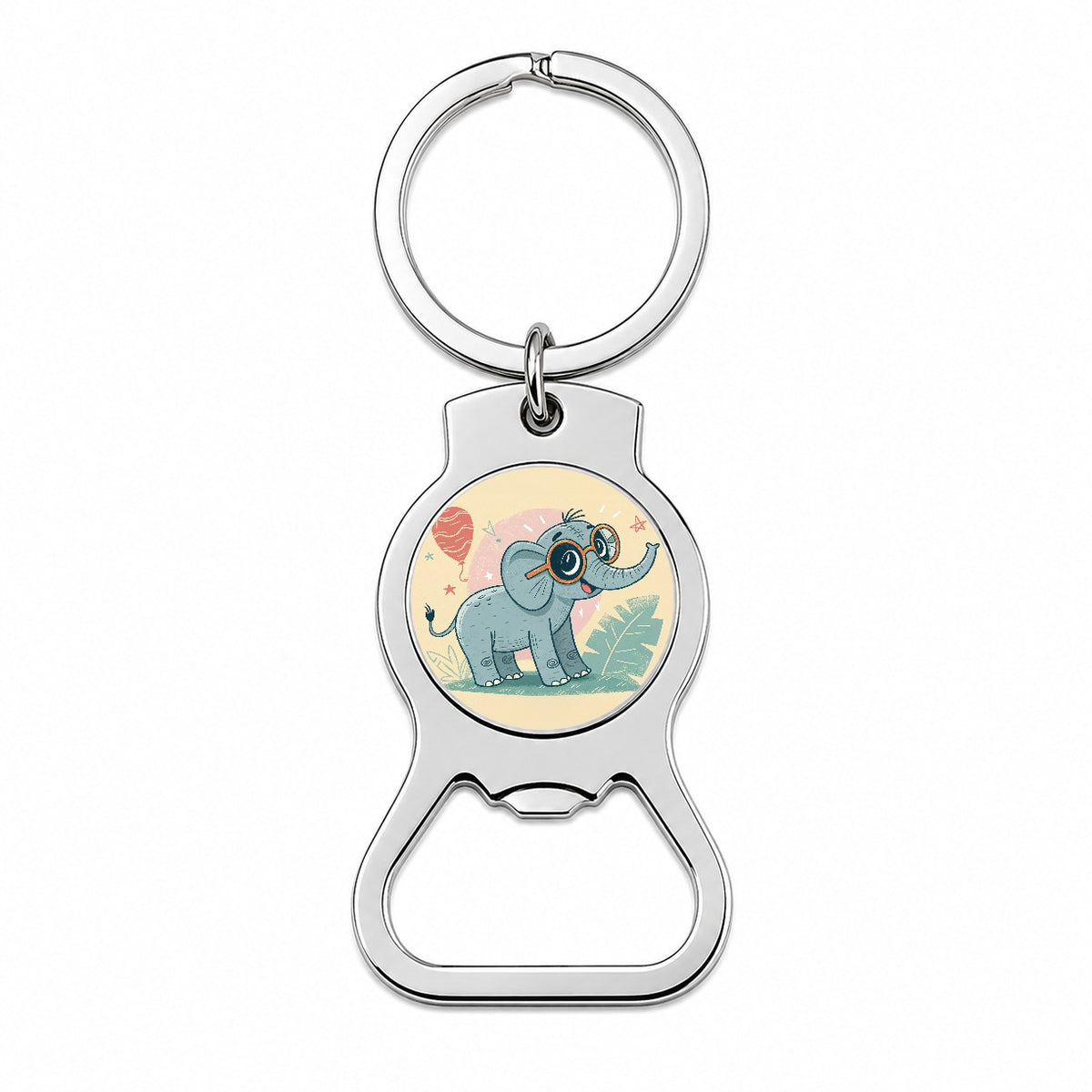 Cool Elephant Wearing Glasses Cute Bottle Opener Keychain