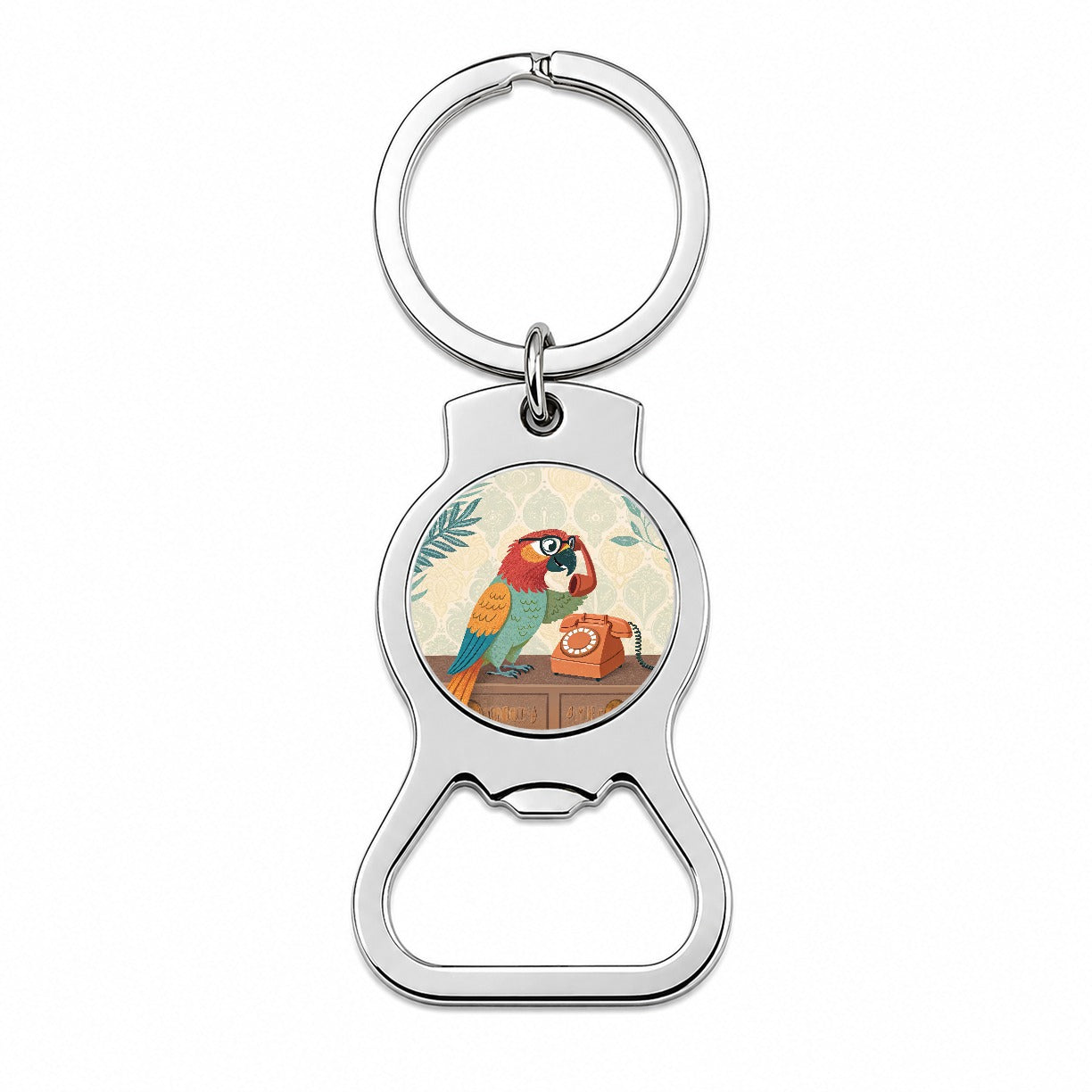 Cool Parrot Wearing Glasses Bottle Opener Keychain