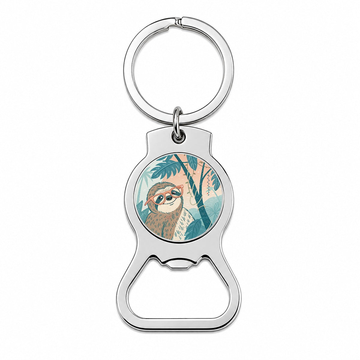 Cool Sloth Wearing Glasses Bottle Opener Keychain