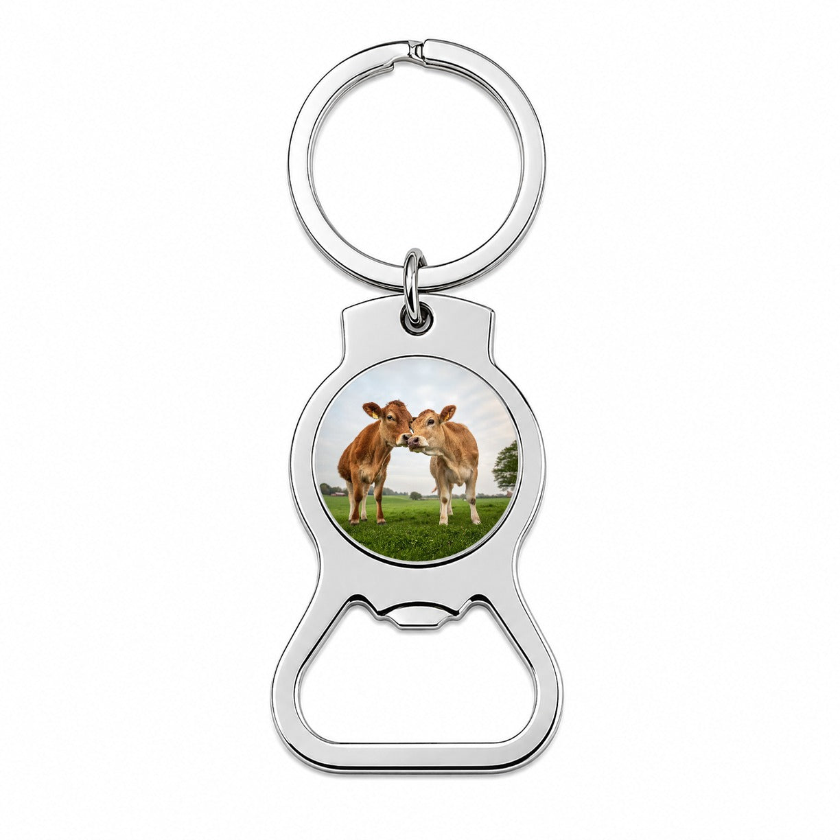 Cows Nuzzle Love Bottle Opener Keychain