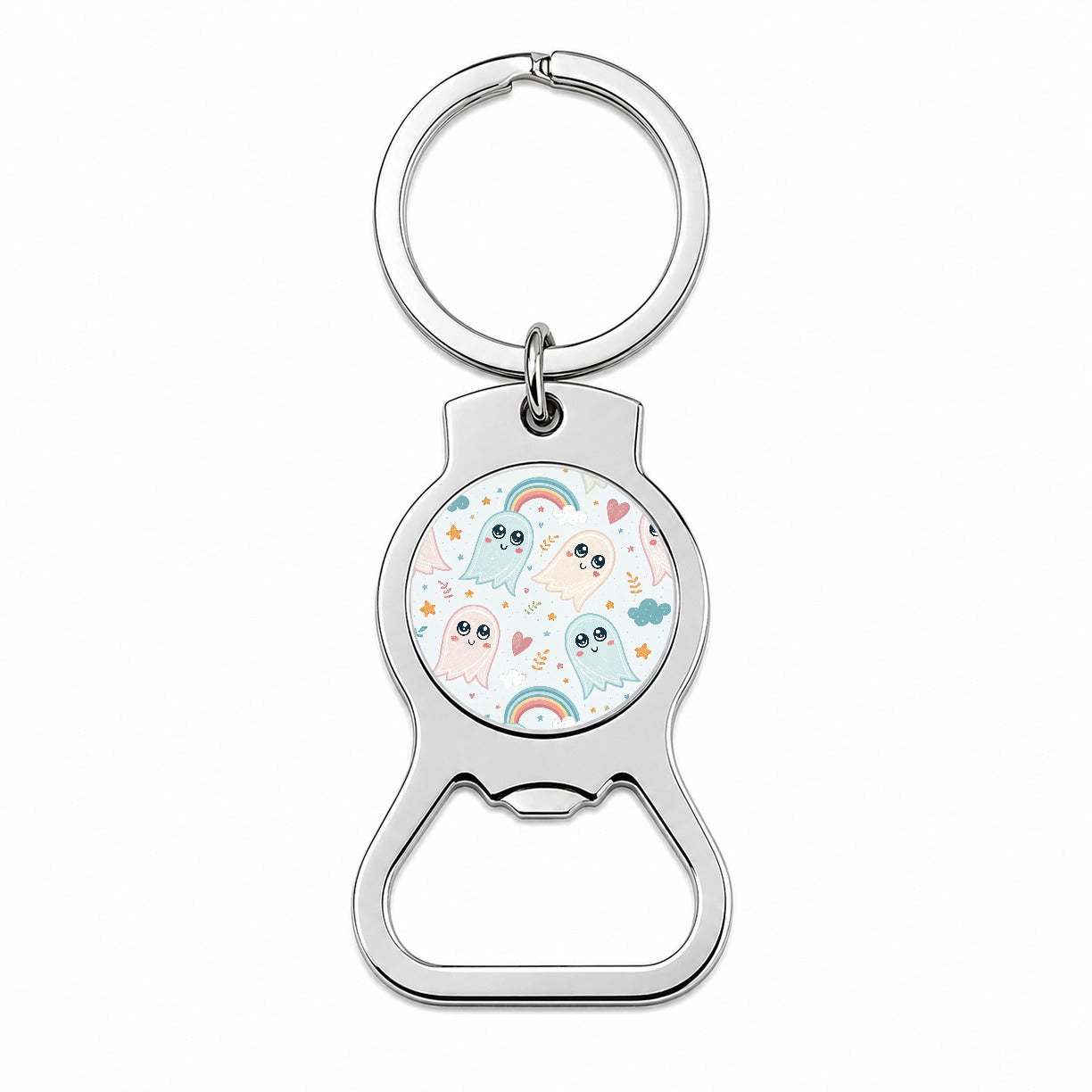 Cute Ghosts Hearts Rainbows Bottle Opener Keychain